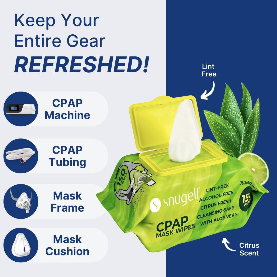 Toallitas CPAP Snugell 150 Unidades con Aroma a Cítricos