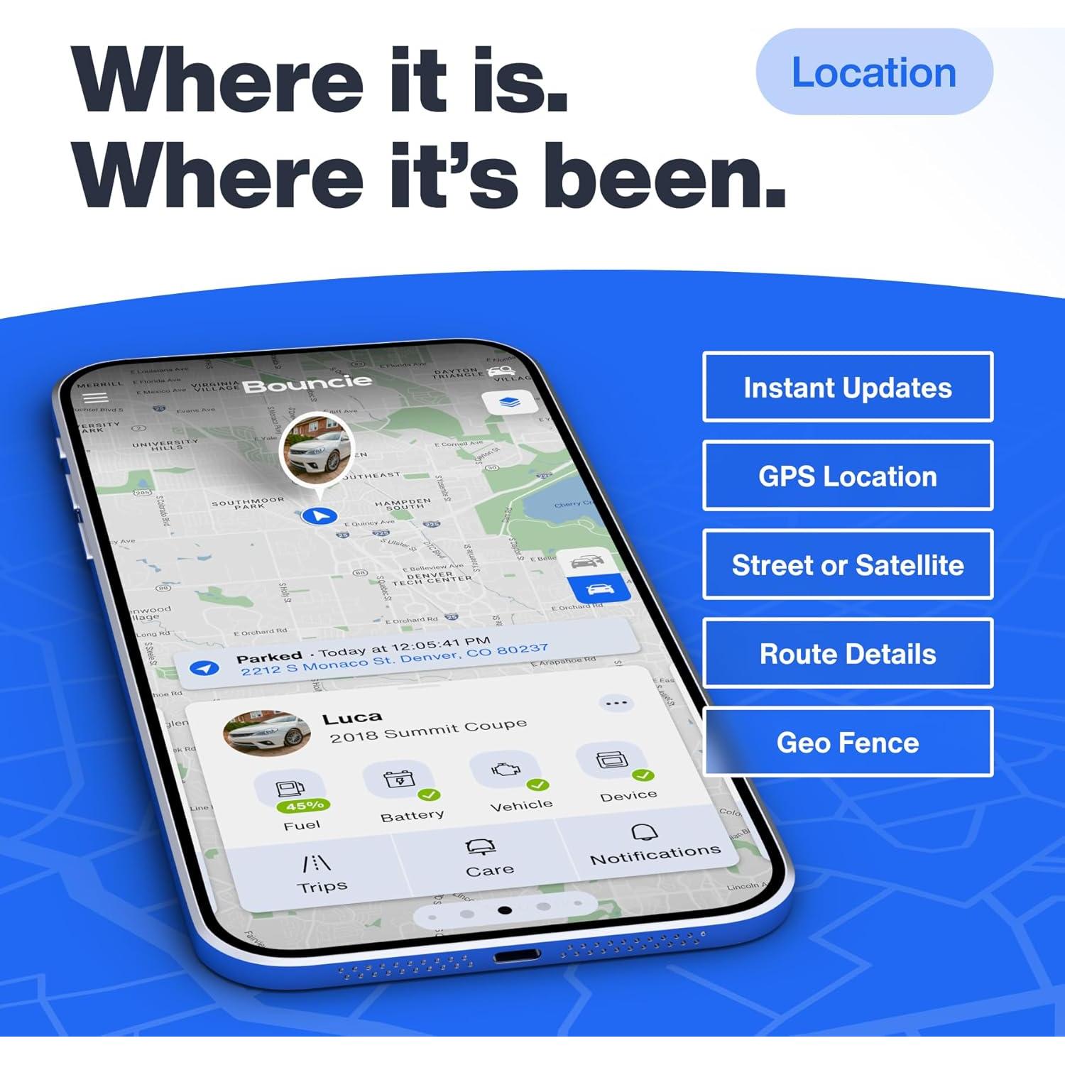 Rastreador GPS Bouncie para Vehículos - Monitoreo y Alertas