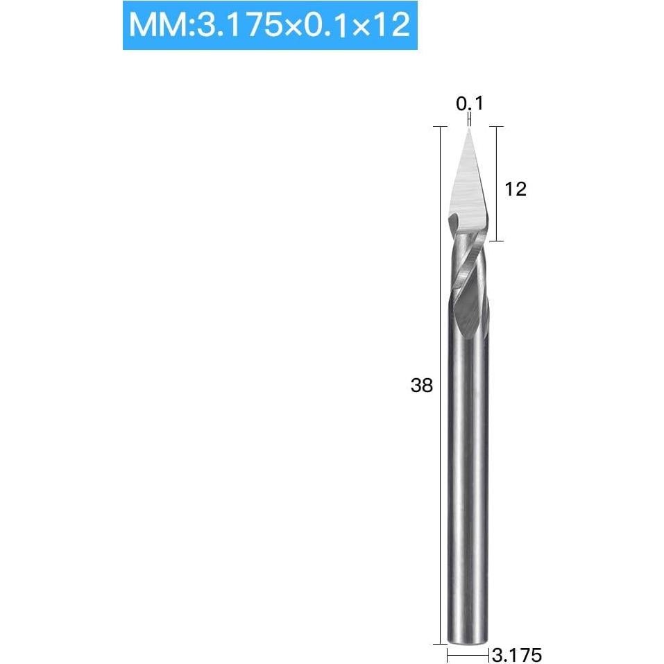 Juego de 10 Brocas de Grabado HUHAO 0.1mm Carburo CNC