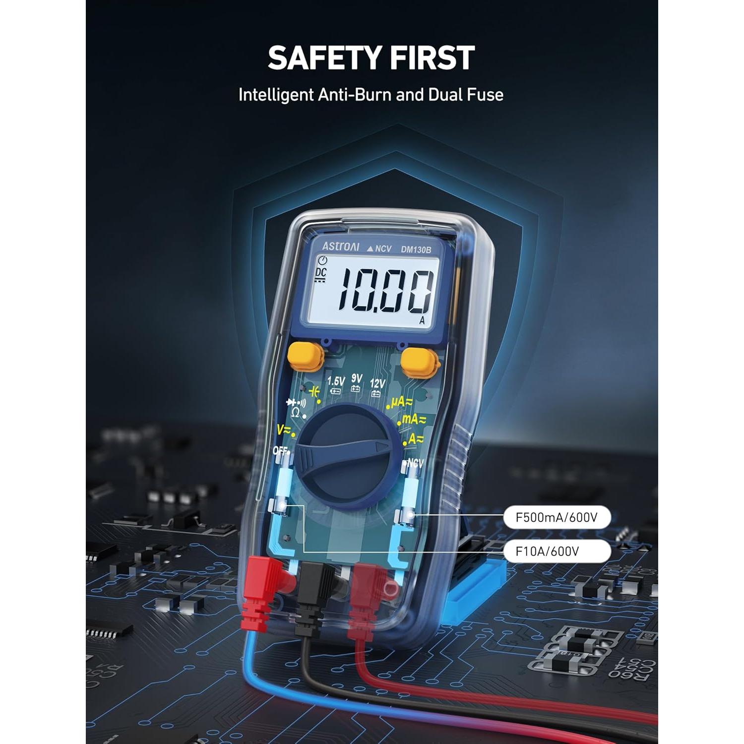 Multímetro Digital AstroAI ASIDM130B, Mide Voltaje y Más