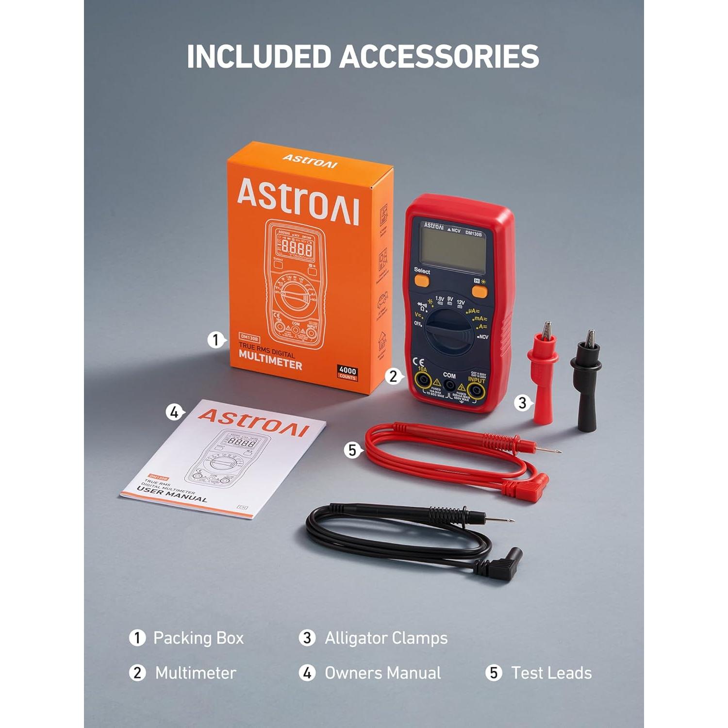 Multímetro Digital AstroAI ASIDM130B, Mide Voltaje y Más