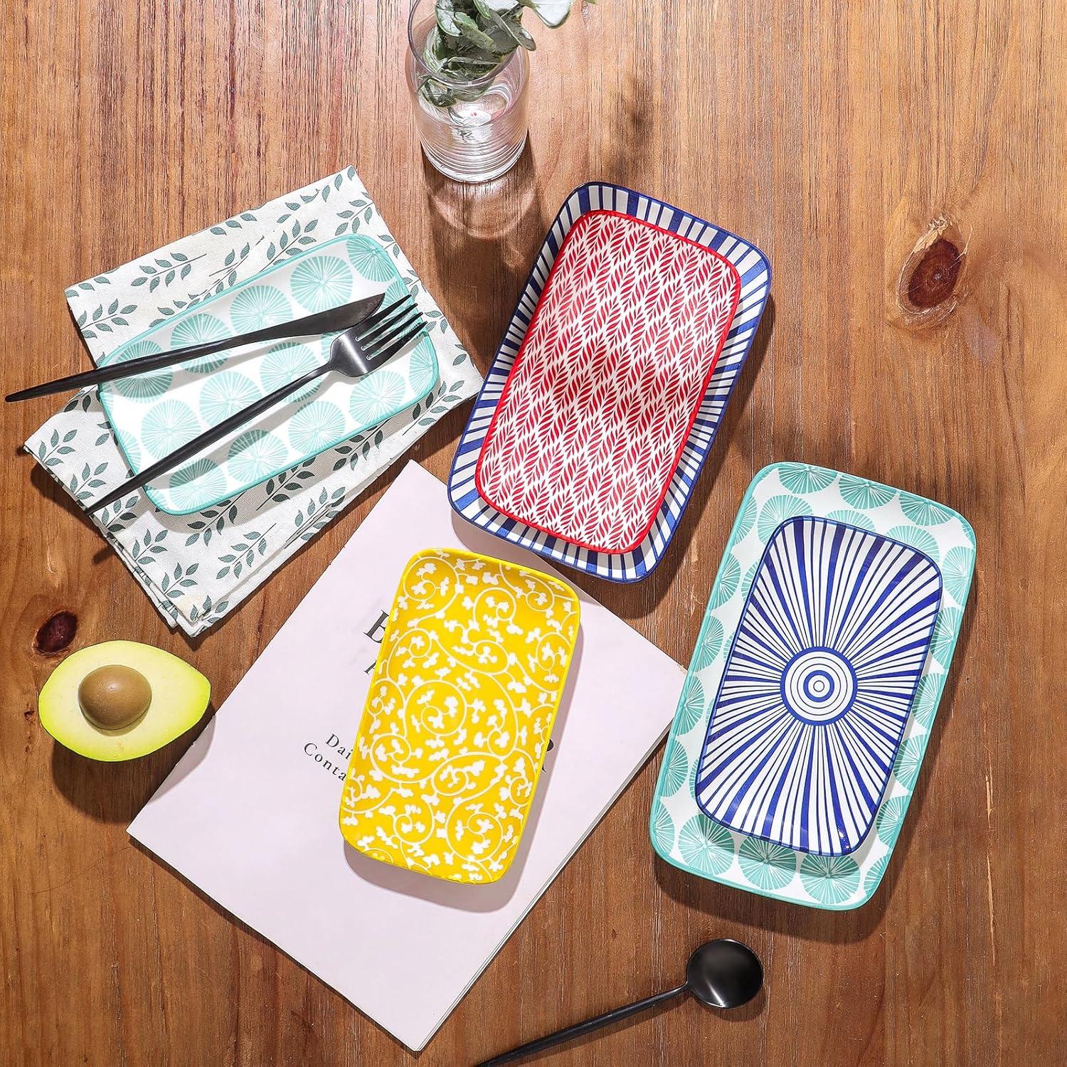 Platos Rectangulares Selamica 18 cm Set de 6 Cerámica Colorida