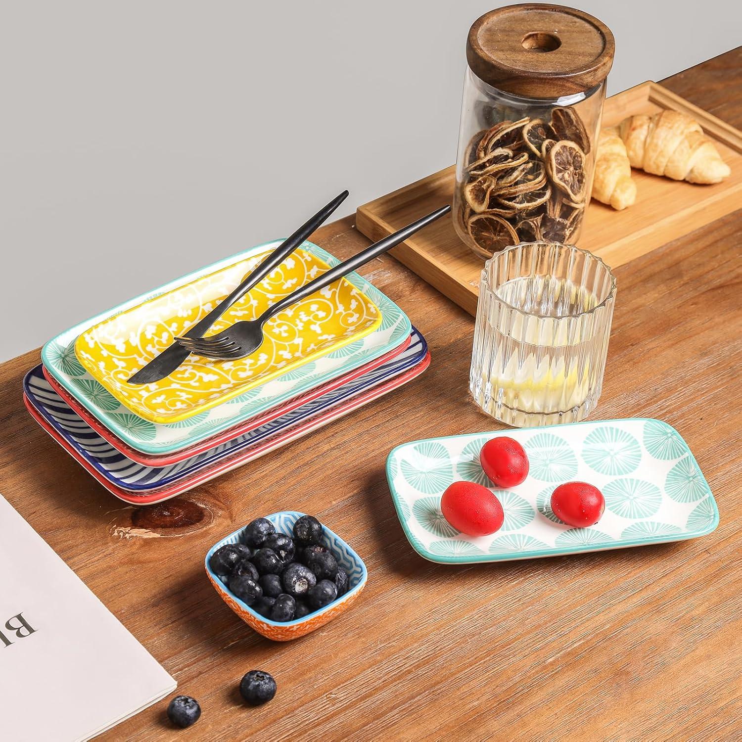 Platos Rectangulares Selamica 18 cm Set de 6 Cerámica Colorida