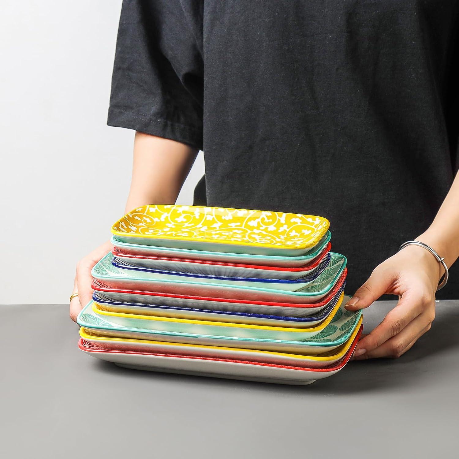Platos Rectangulares Selamica 18 cm Set de 6 Cerámica Colorida