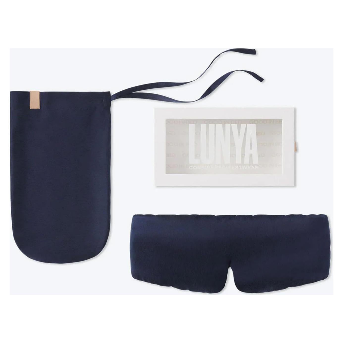 Máscara de Sueño Lunya de Seda Lavable - Azul Profundo - Grande