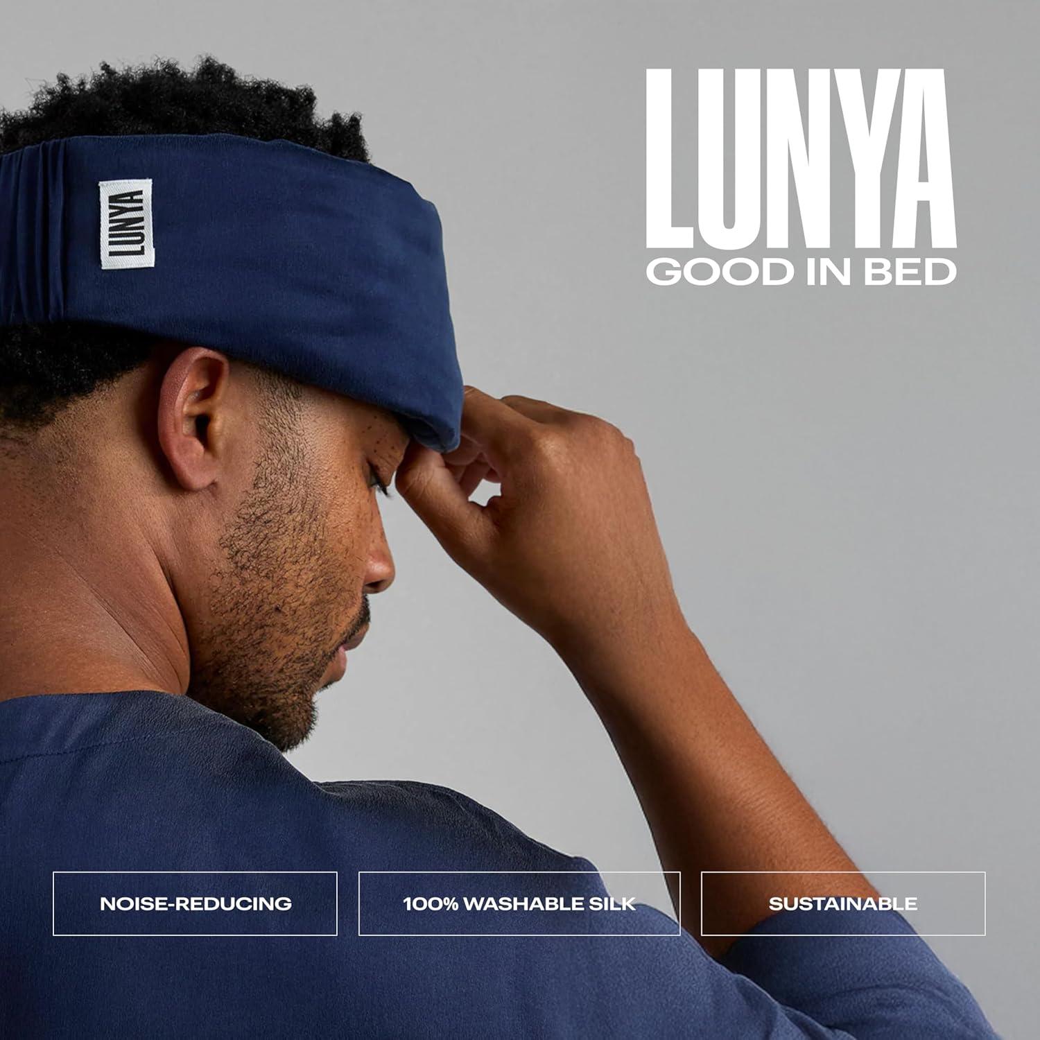 Máscara de Sueño Lunya de Seda Lavable - Azul Profundo - Grande