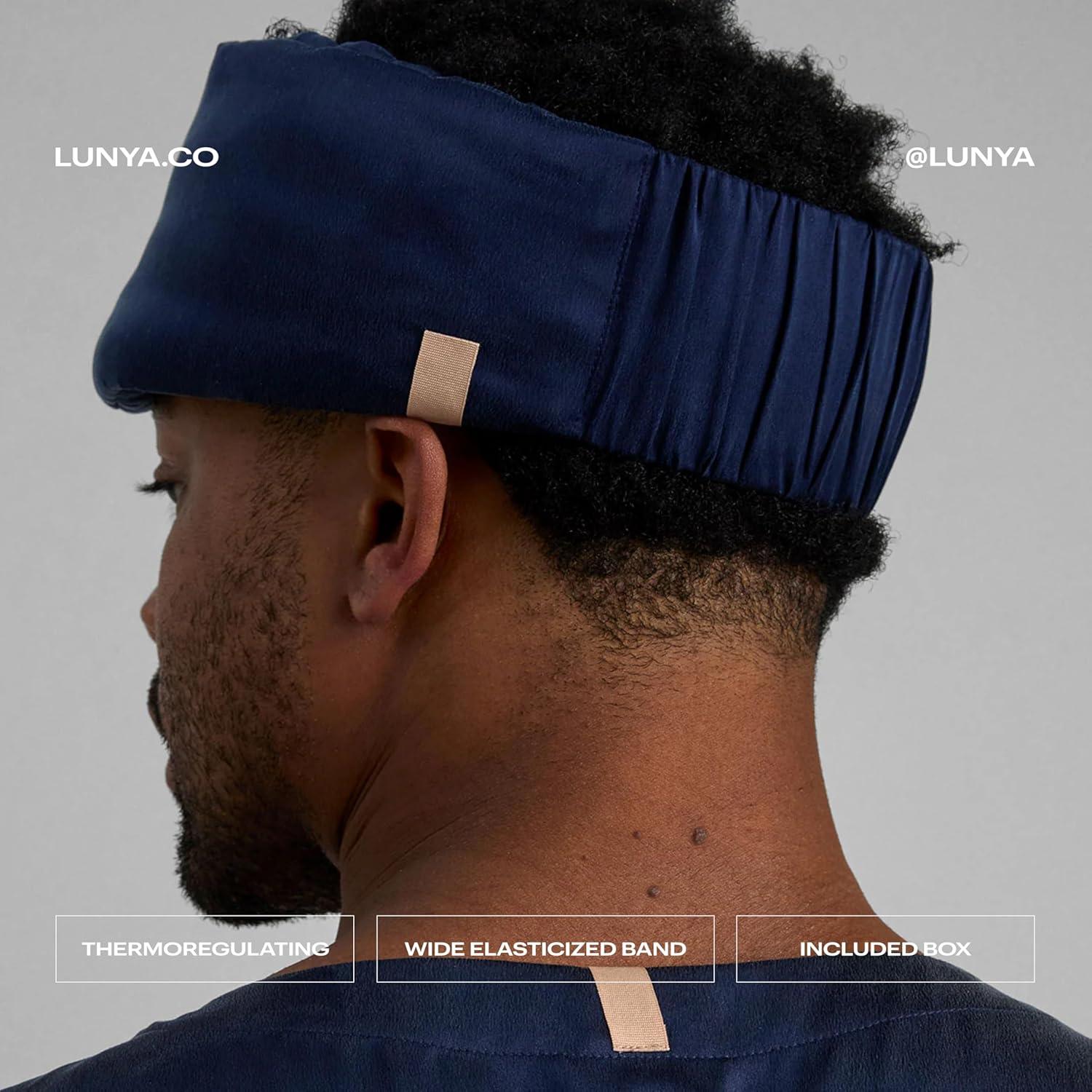 Máscara de Sueño Lunya de Seda Lavable - Azul Profundo - Grande