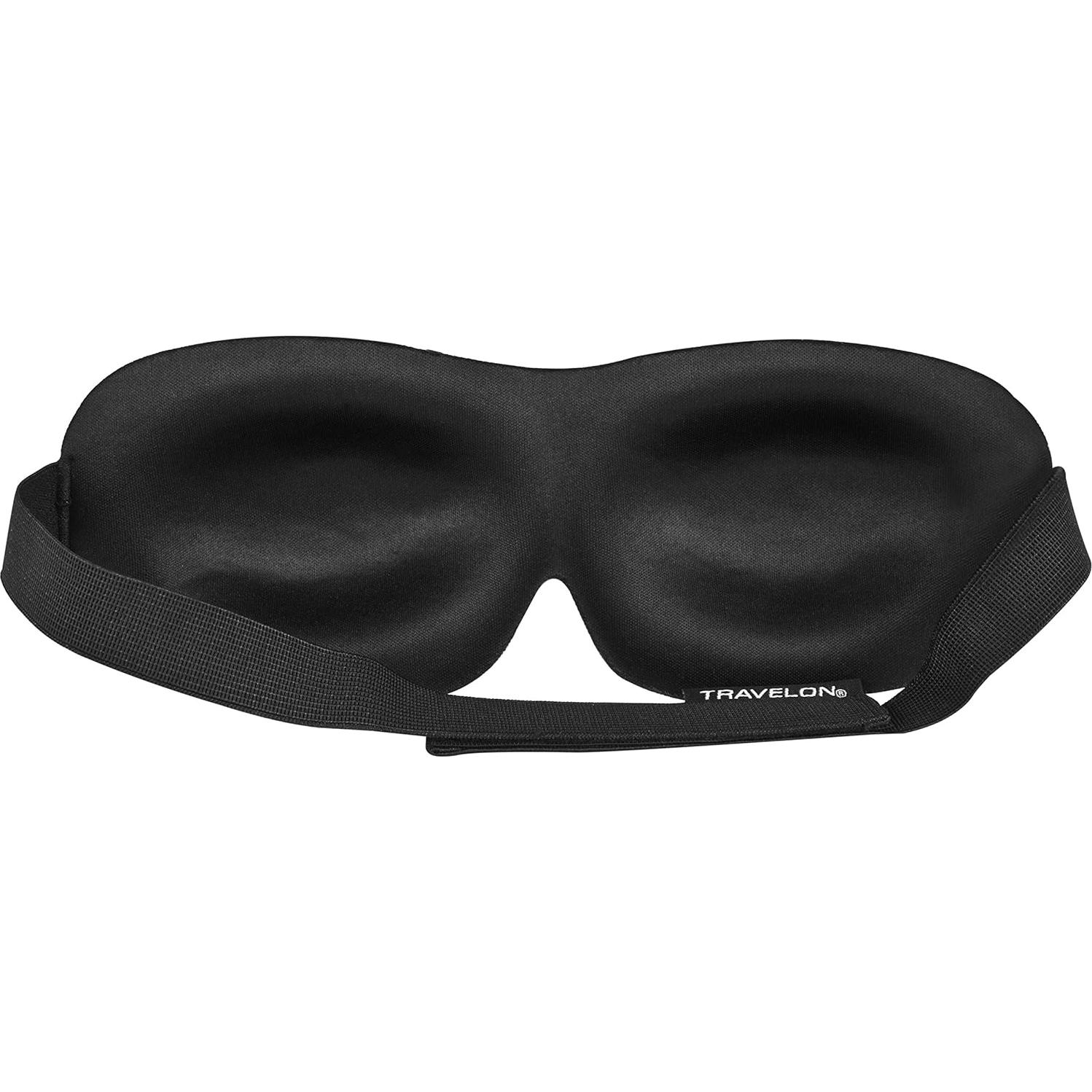 Máscara de Sueño de Viaje Travelon 12768 Negra con Copa Abovedada