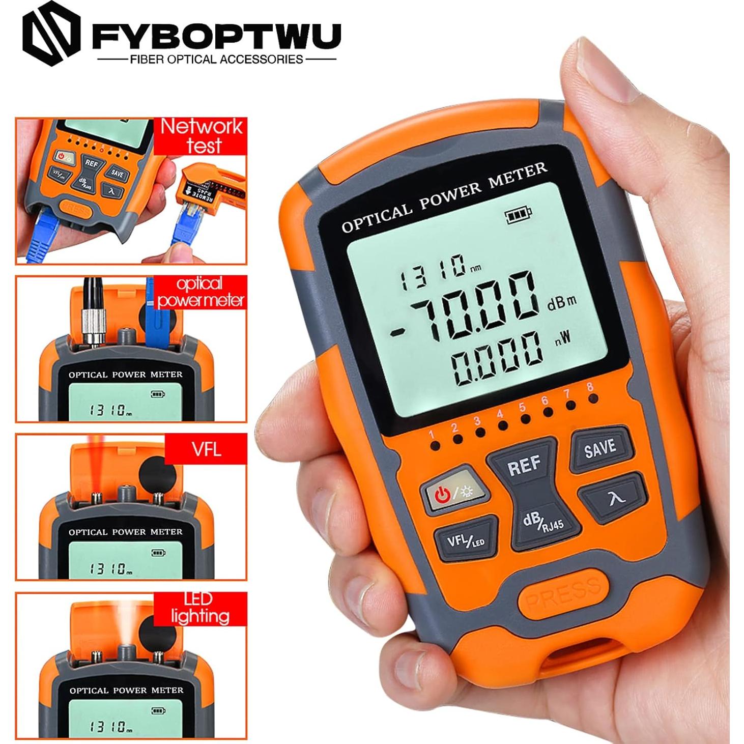 Medidor de Potencia Óptica 4 en 1 Yannw OPM & VFL-10 Portátil