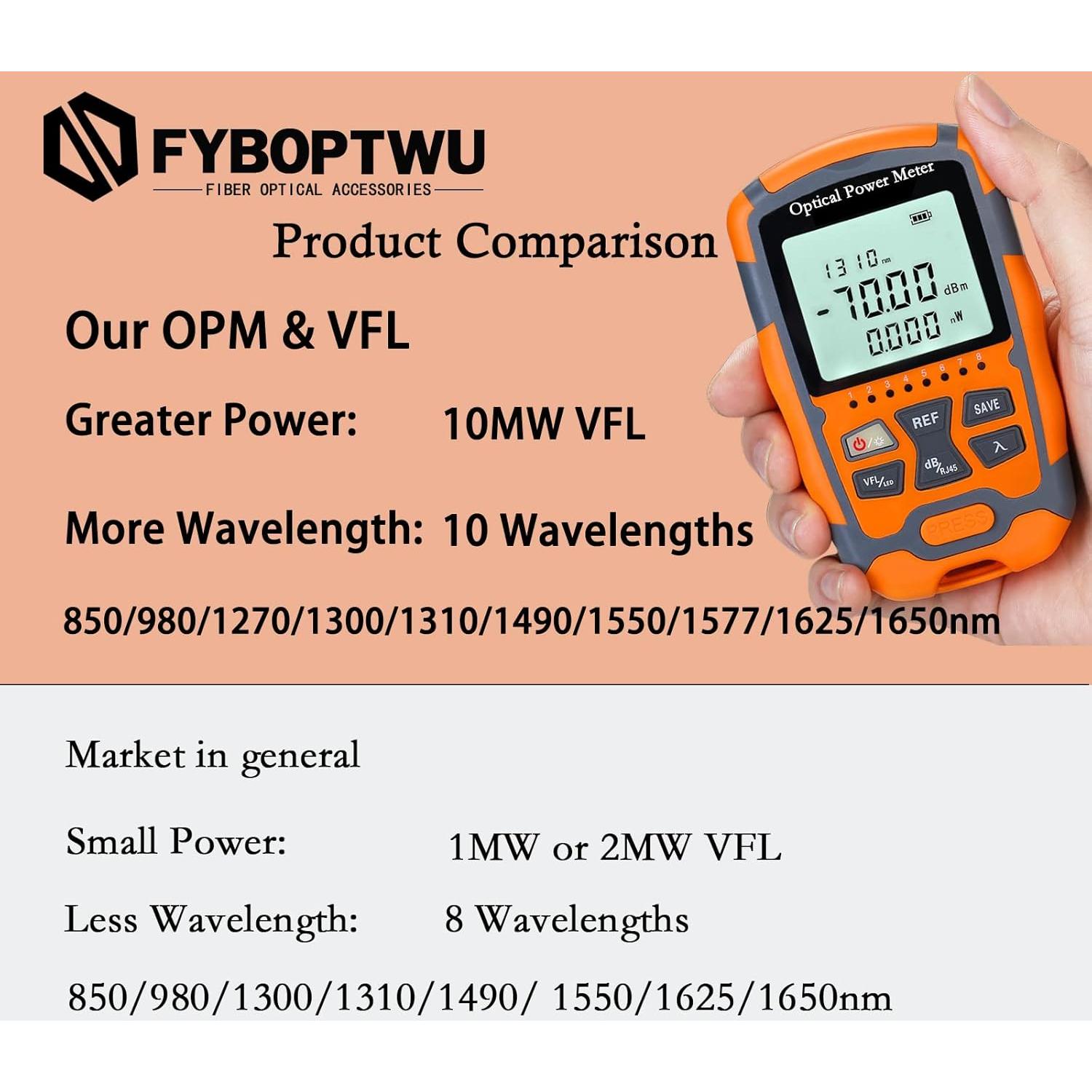 Medidor de Potencia Óptica 4 en 1 Yannw OPM & VFL-10 Portátil