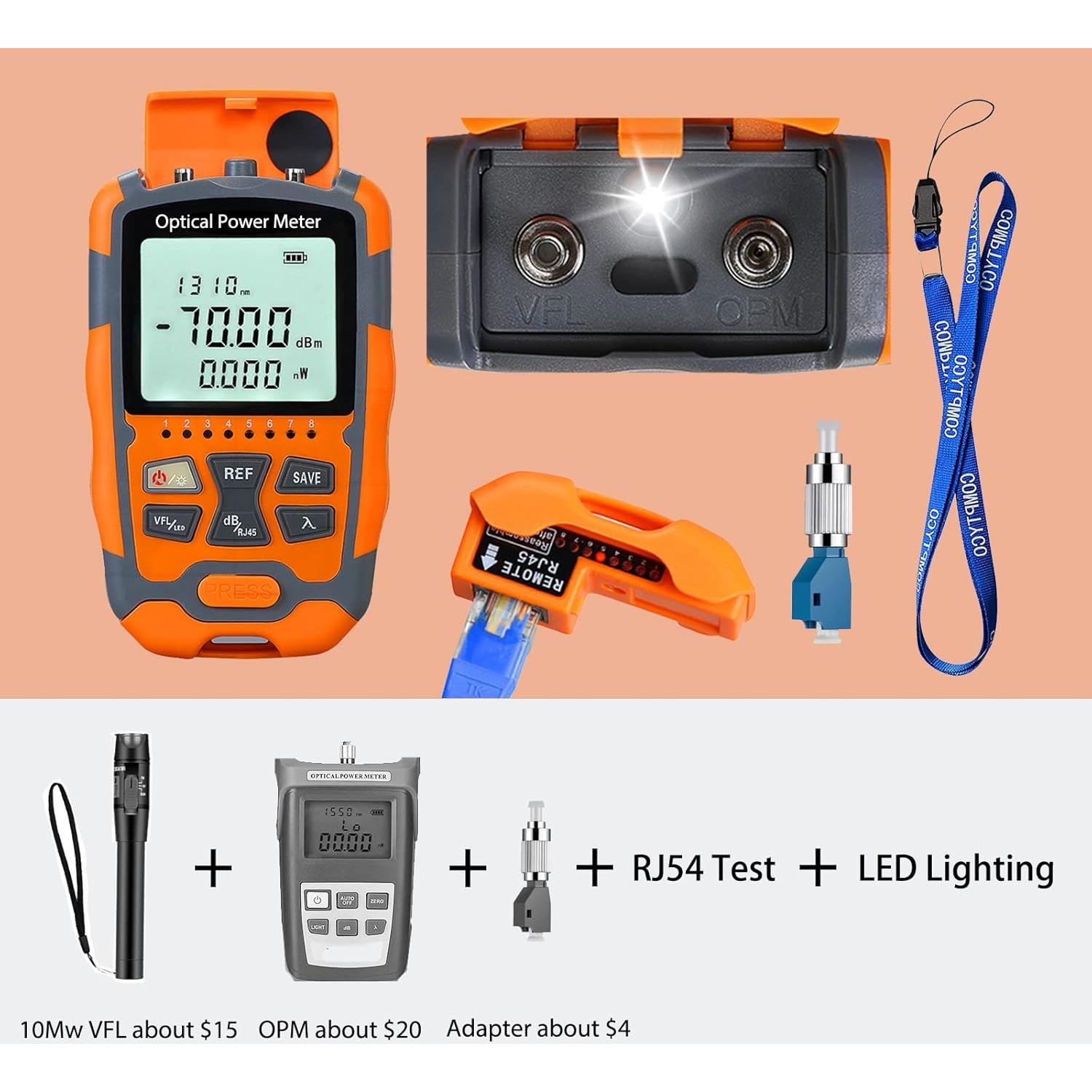 Medidor de Potencia Óptica 4 en 1 Yannw OPM & VFL-10 Portátil