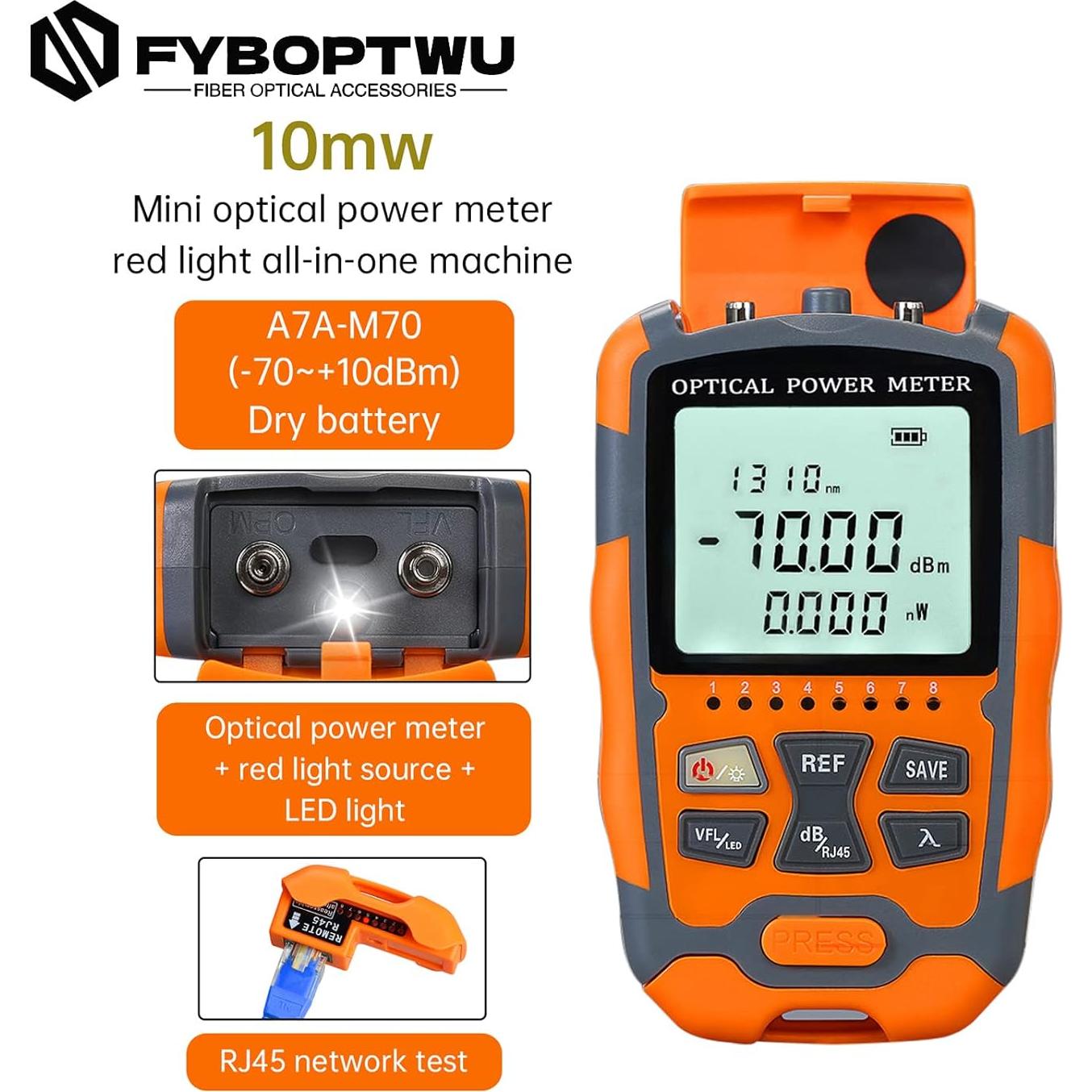 Medidor de Potencia Óptica 4 en 1 Yannw OPM & VFL-10 Portátil