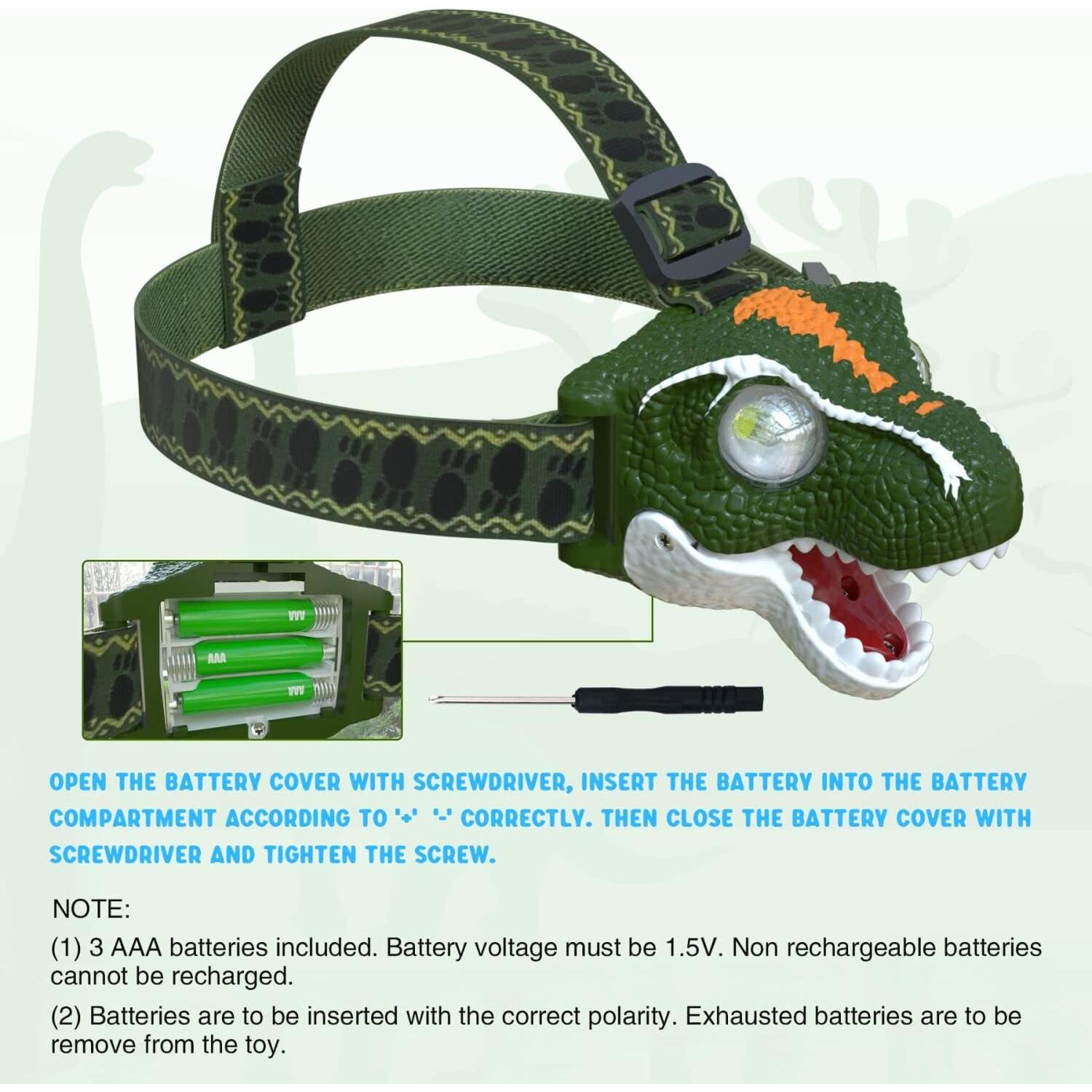 Linterna Frontal LED COSOOS para Niños Dinosaurio 97g