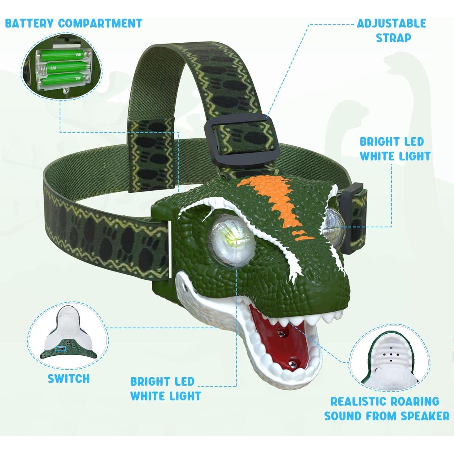 Linterna Frontal LED COSOOS para Niños Dinosaurio 97g