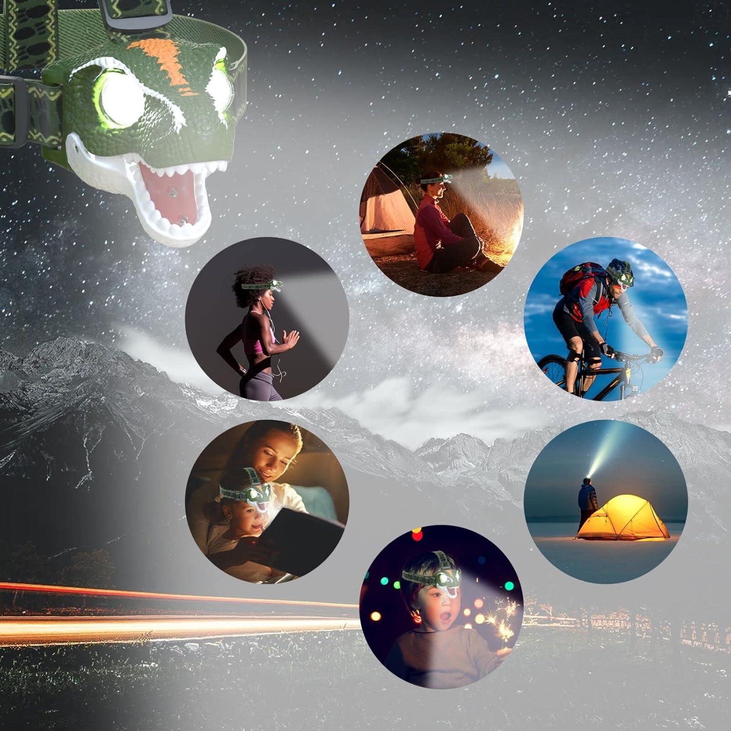 Linterna Frontal LED COSOOS para Niños Dinosaurio 97g