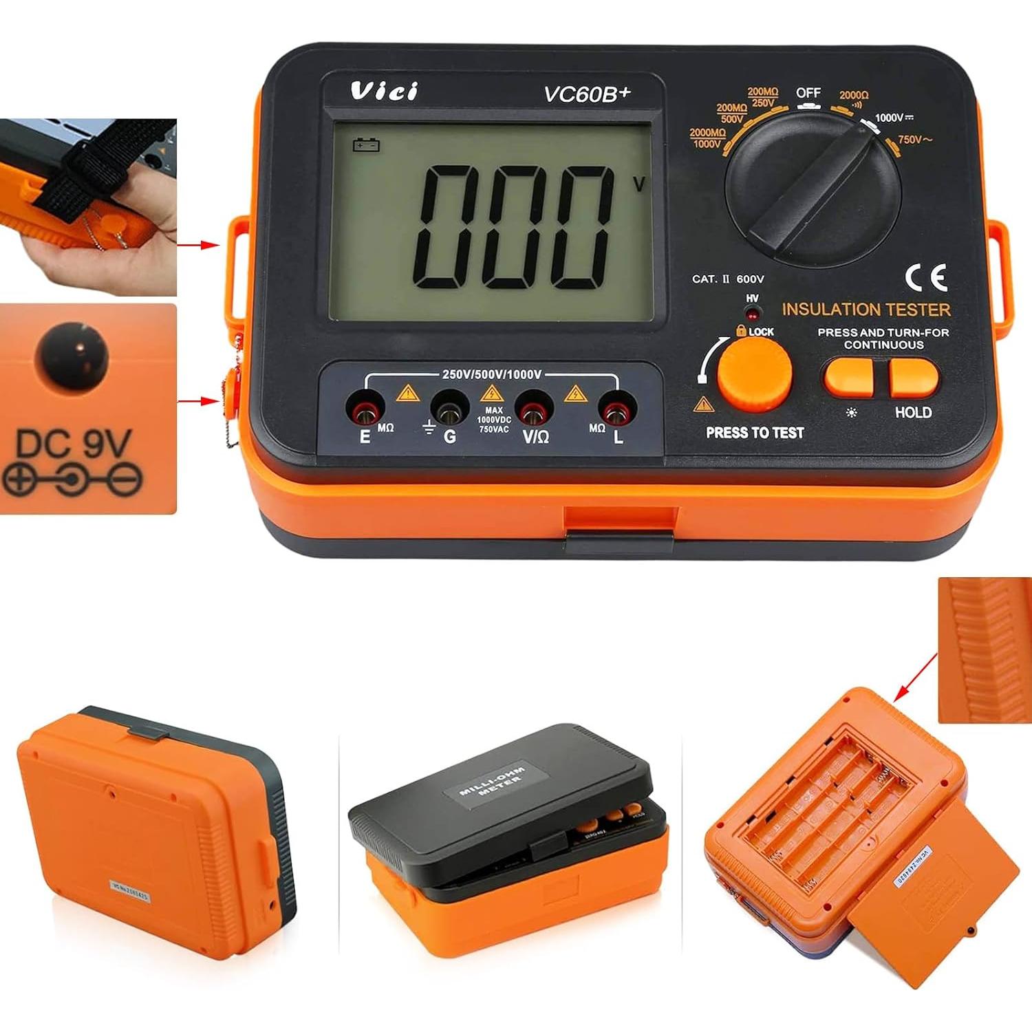 Probador de Aislamiento Digital JUNLIXN VC60B+ 250/500/1000V