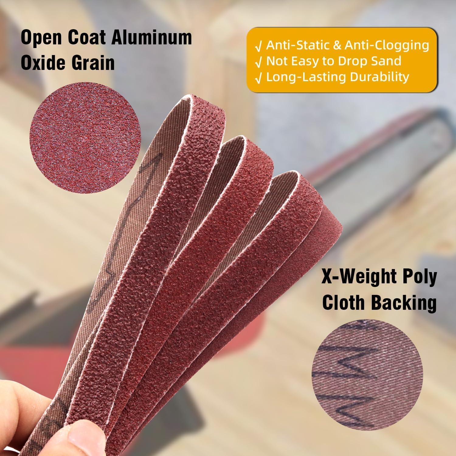 Cintas de Lijado 1/2" x 18" Taokyid - 42 Piezas, 40-400 Granos