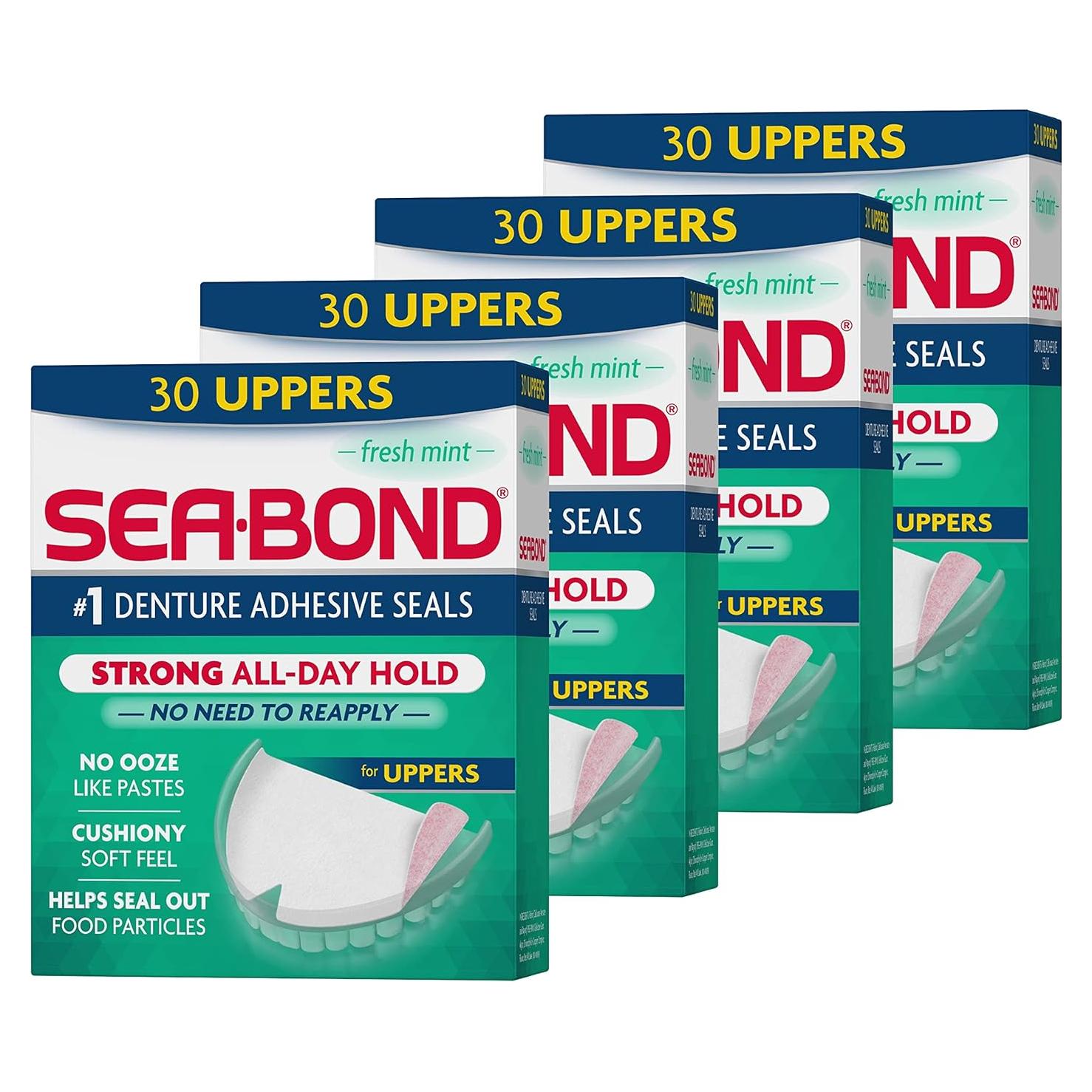 Sellos Adhesivos Sea-Bond para Dentaduras Superiores 30 Pzas