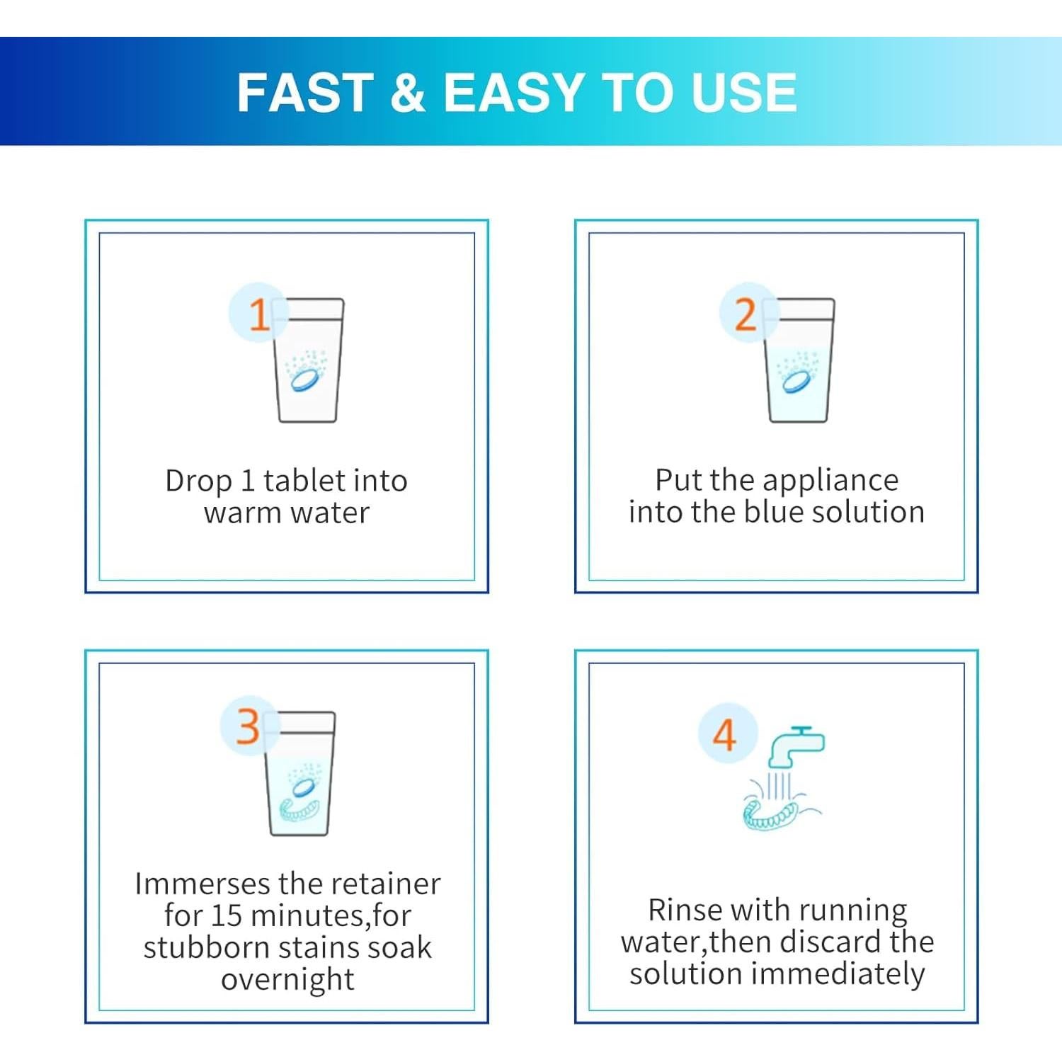 Tabletas Limpiadoras Bengbupanda 120 Pcs para Retenedores