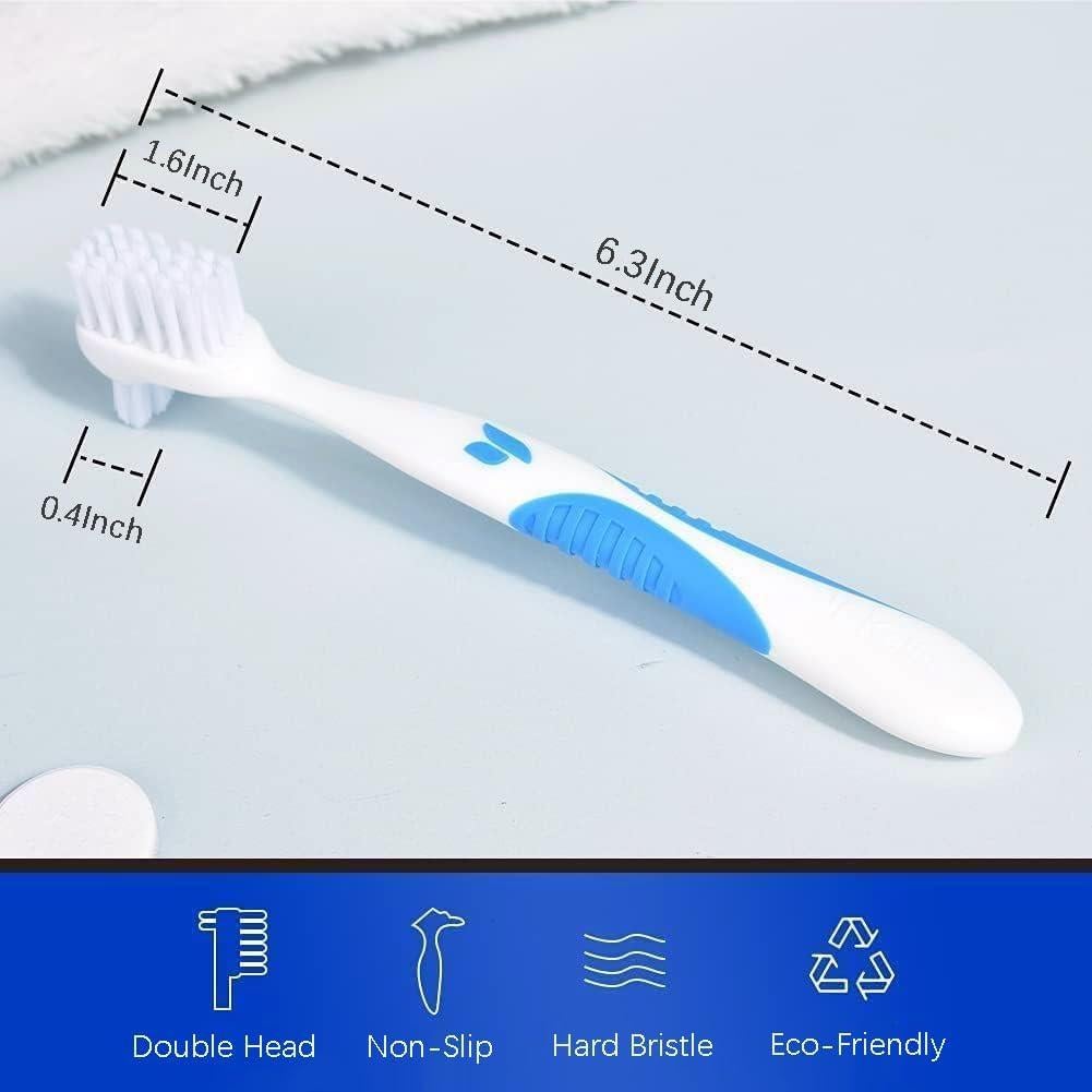 Cepillo de Dentadura Y-Kelin Doble Cabezal 2 Piezas Rojo y Azul