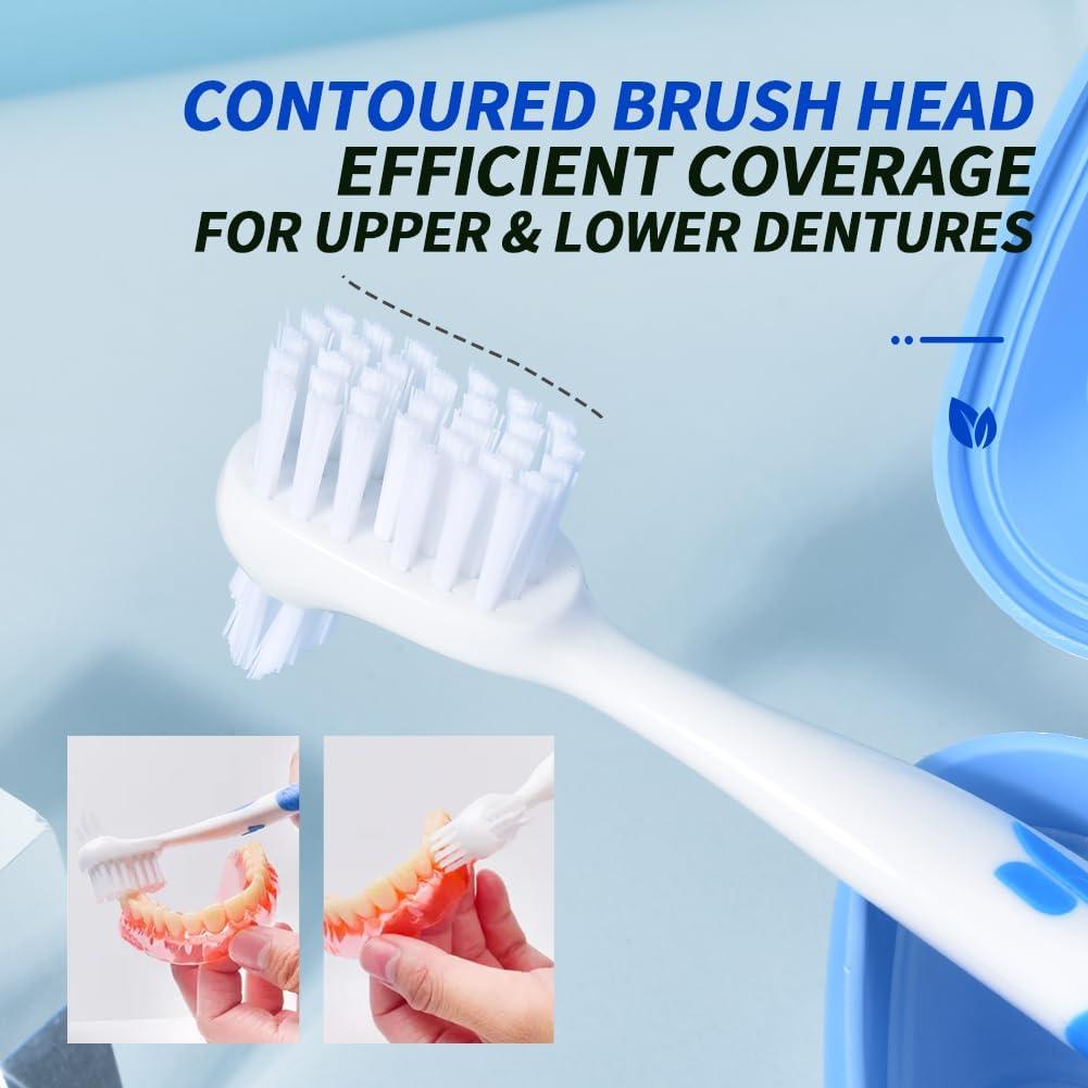 Cepillo de Dentadura Y-Kelin Doble Cabezal 2 Piezas Rojo y Azul