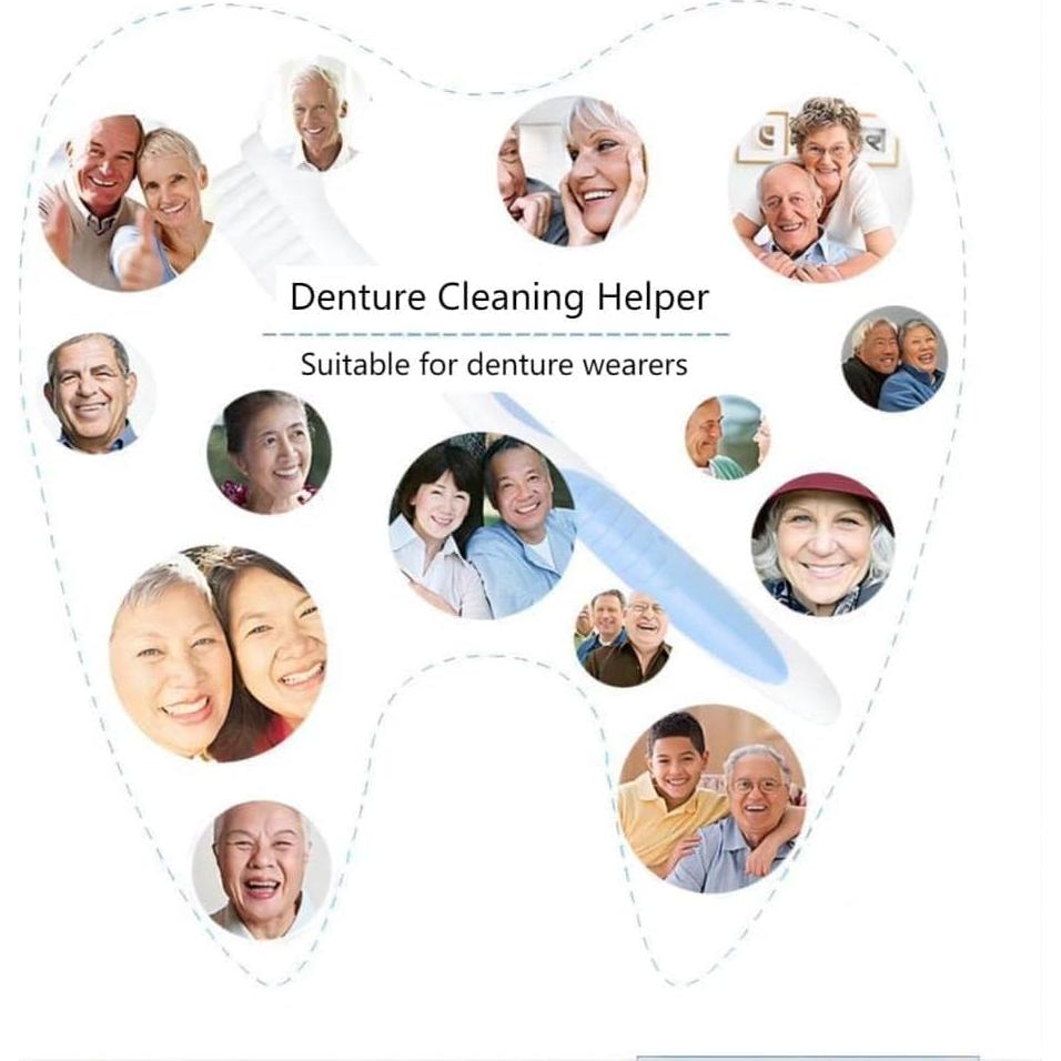 Cepillo de Dentadura Y-Kelin Doble Cabezal 2 Piezas Rojo y Azul