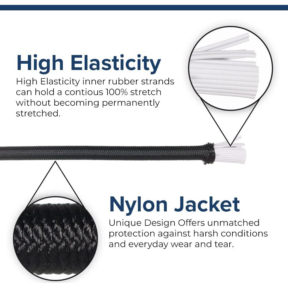 Cuerda elástica Paracord Planet 10 pies Nylon Negro