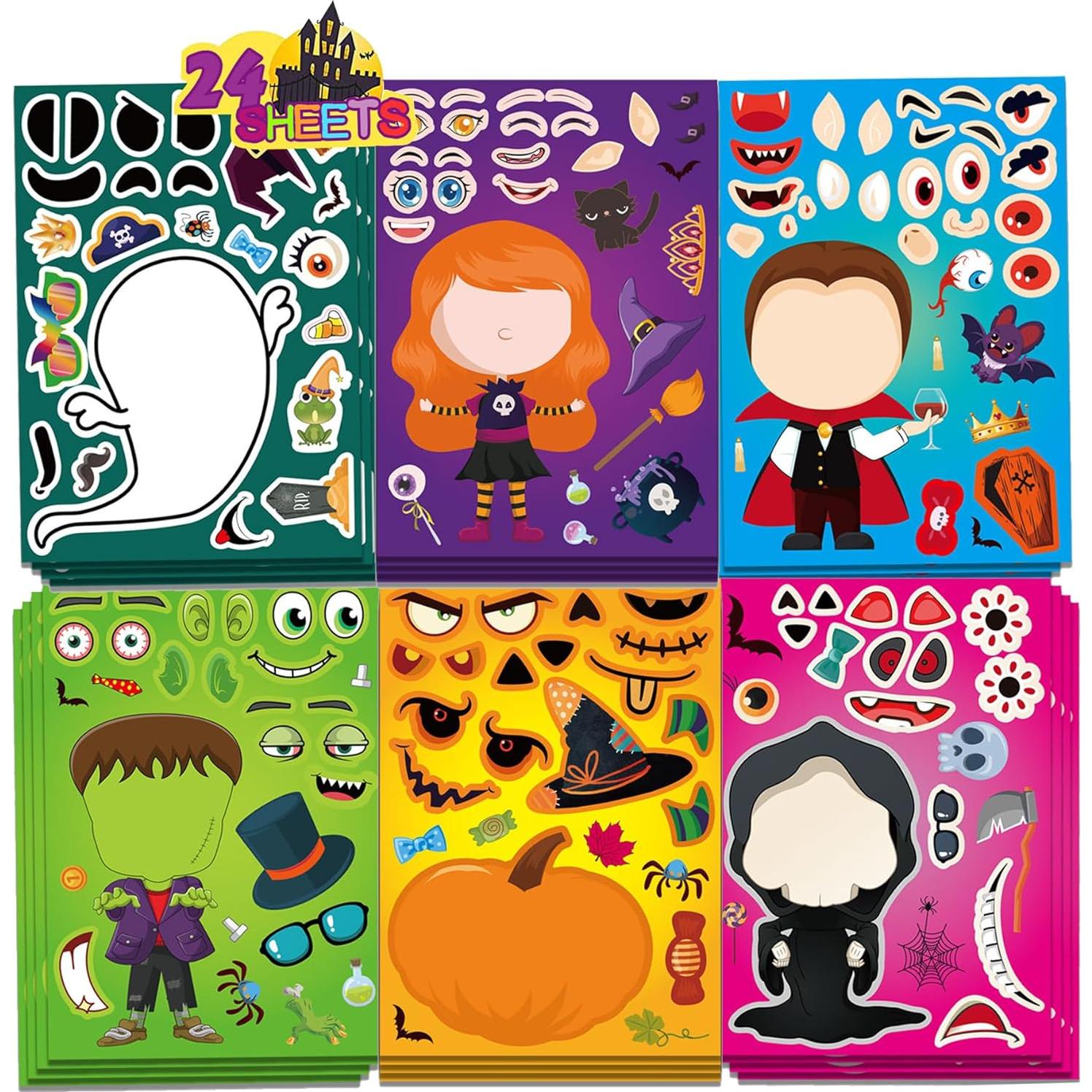 Calcomanías de Halloween Flixoran 24 Hojas para Niños