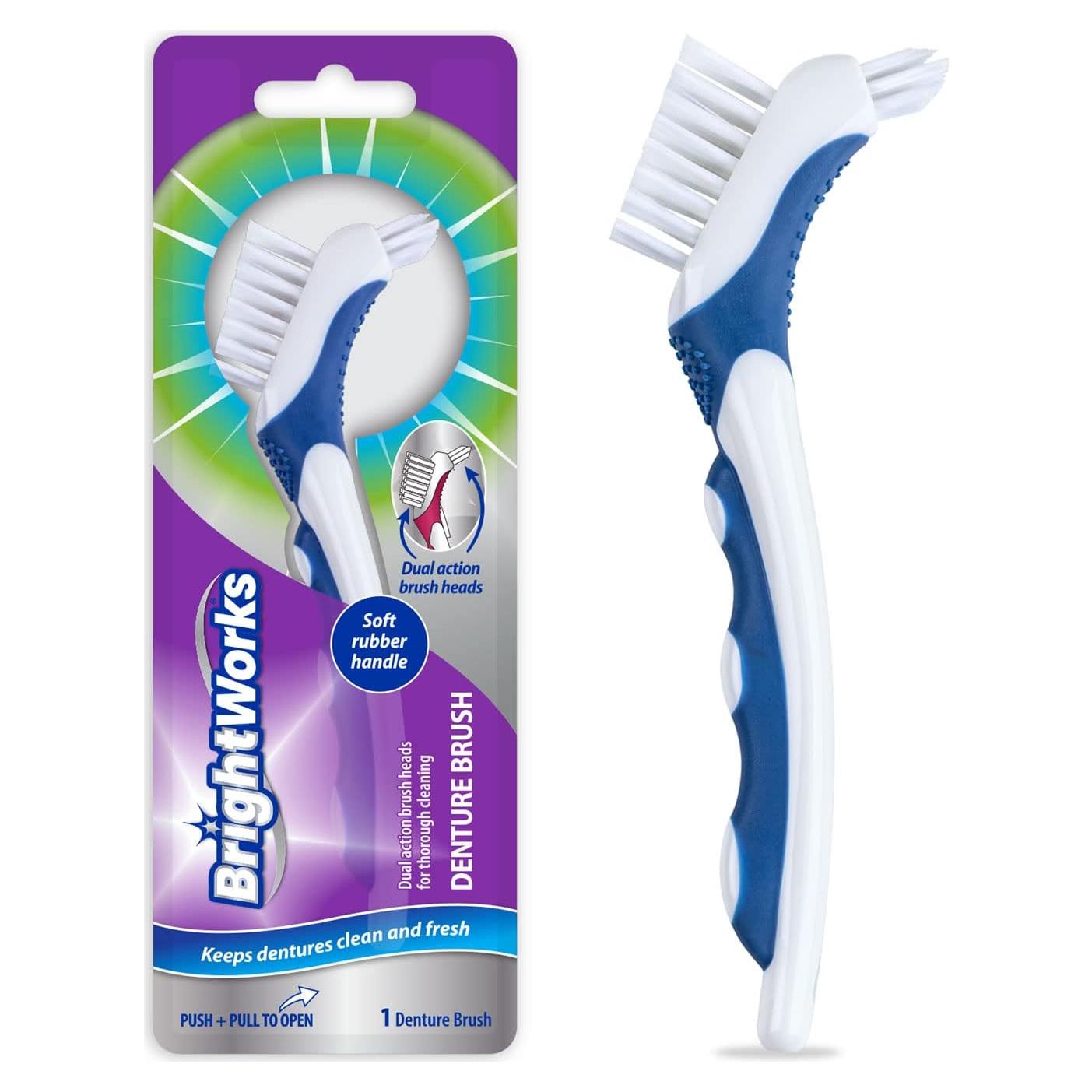 Cepillo para Dentaduras Brightworks 3 Piezas Accion Dual