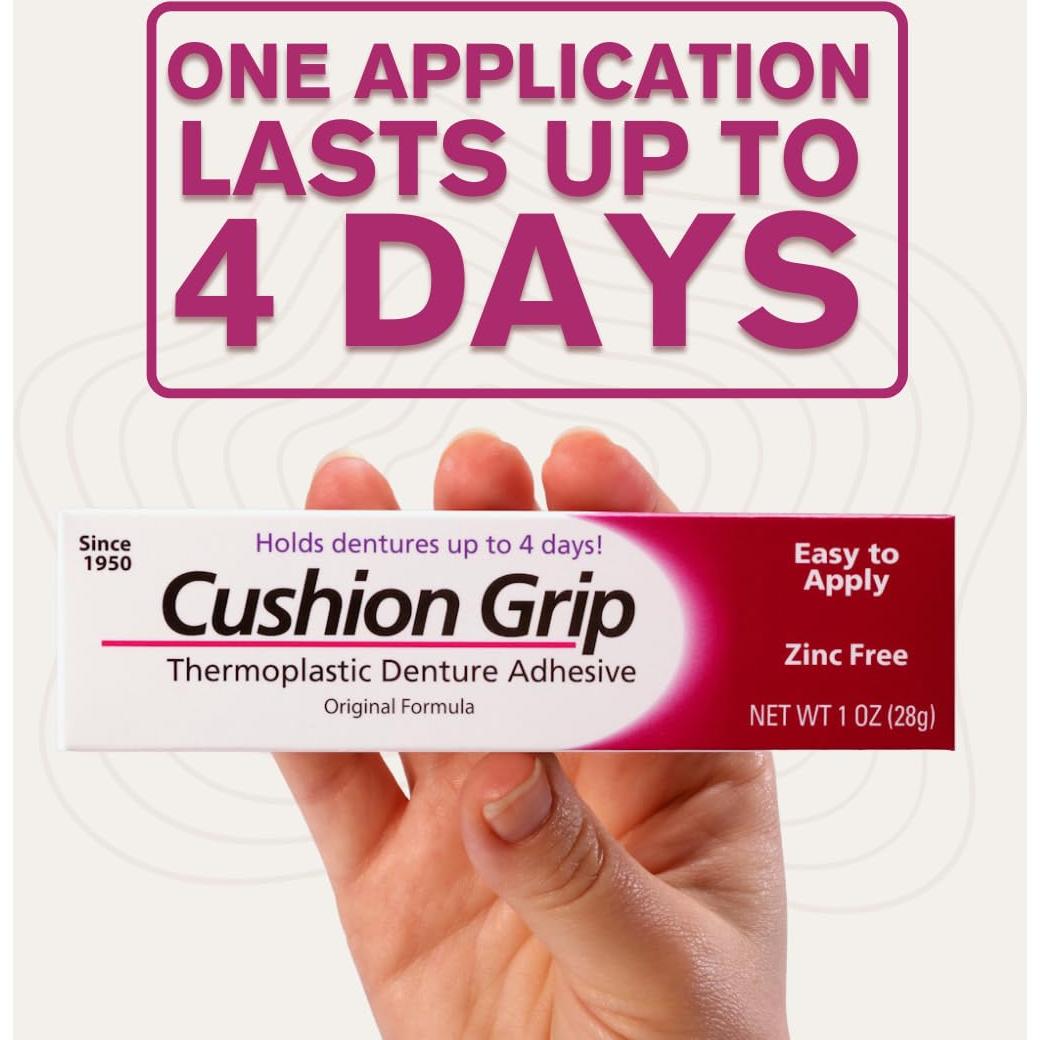 Adhesivo para Prótesis Dentales Cushion Grip 28.35 g - Sin Pegamento
