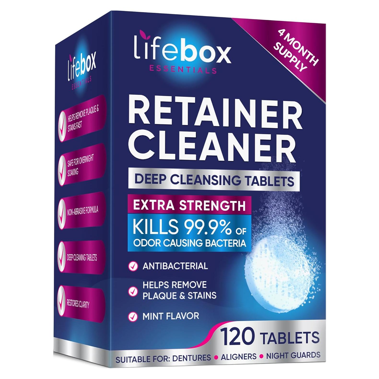 Tabletas Limpiadoras Lifebox 120 Tabletas Menta para Dentaduras