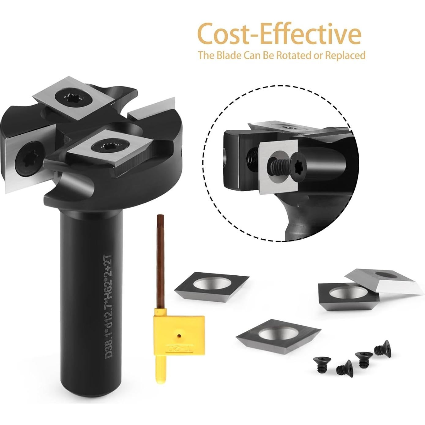 Fresa de Superficie CNC Hozly 1/2" Shank 38.1 mm Carburo