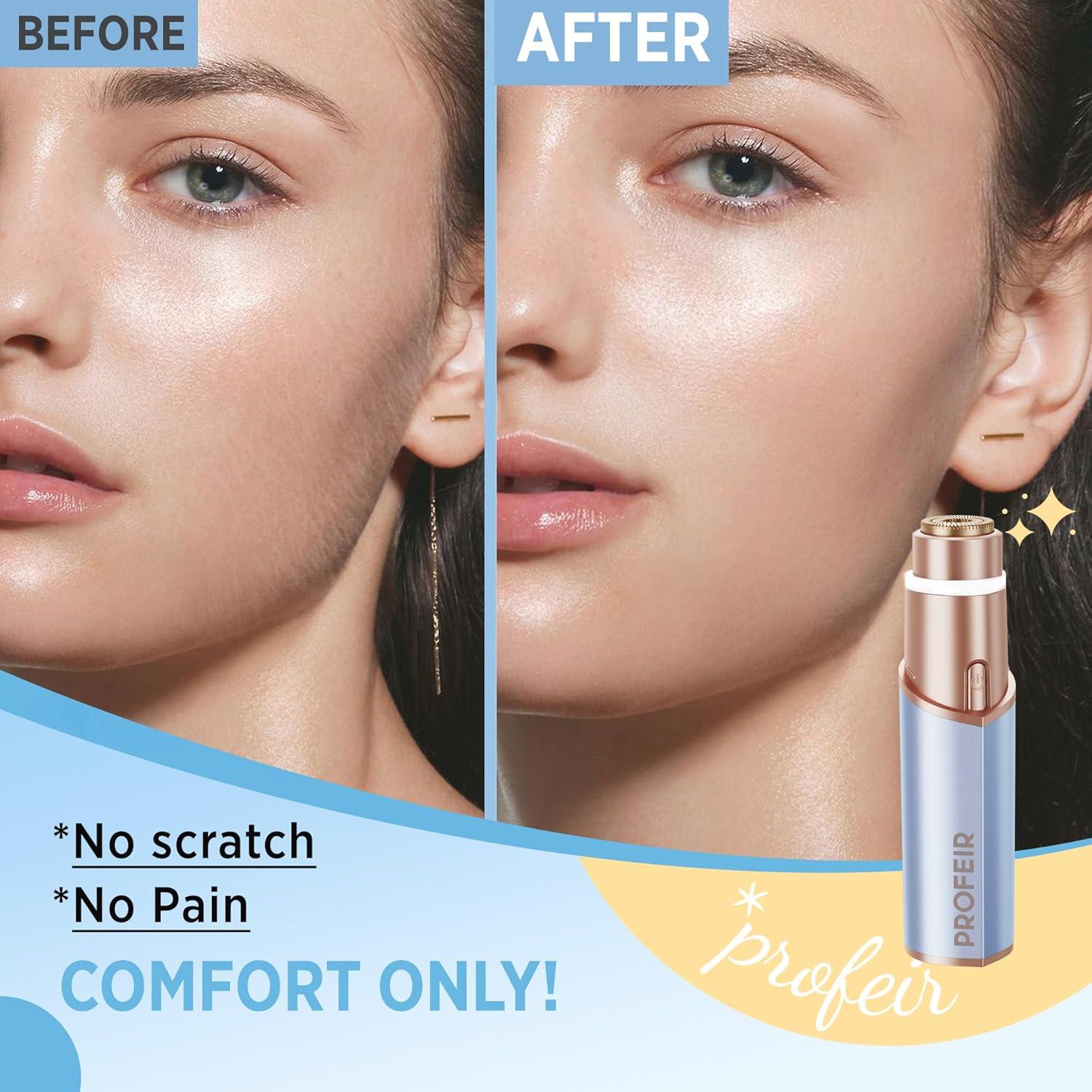 Afeitadora Facial Eléctrica Profeir PF7 Indolora Azul Dorado