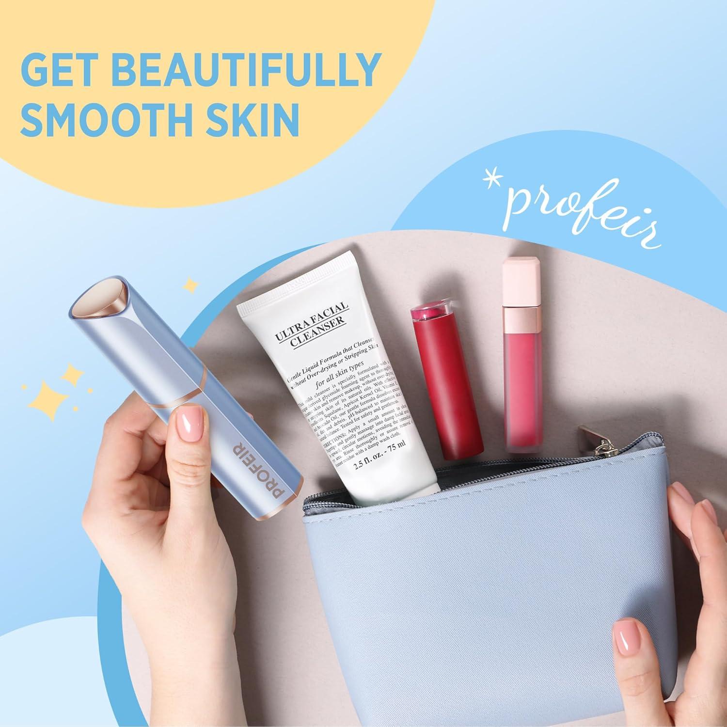 Afeitadora Facial Eléctrica Profeir PF7 Indolora Azul Dorado