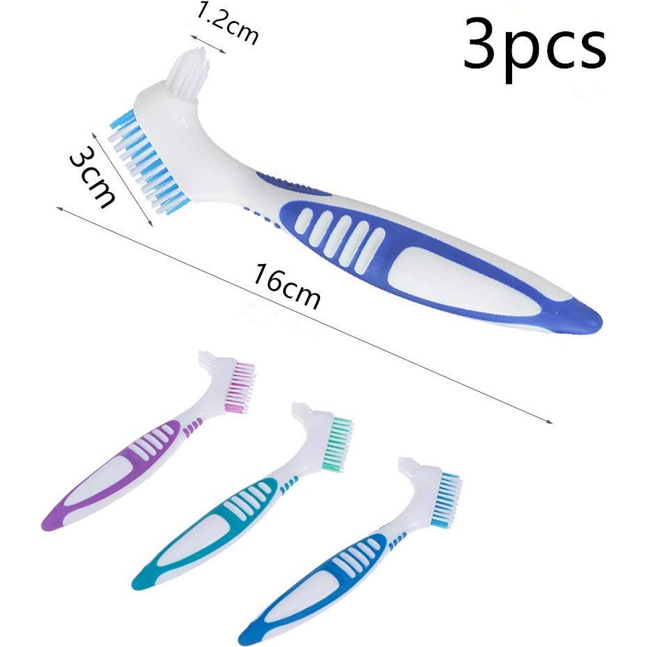 Cepillo de Limpieza de Dentaduras QIUTINGD 3 Pcs Cerdas Suaves