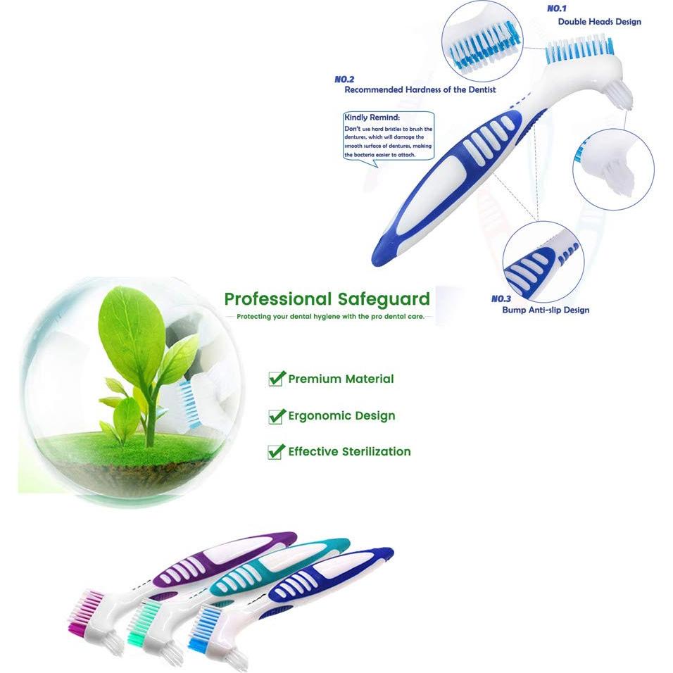 Cepillo de Limpieza de Dentaduras QIUTINGD 3 Pcs Cerdas Suaves