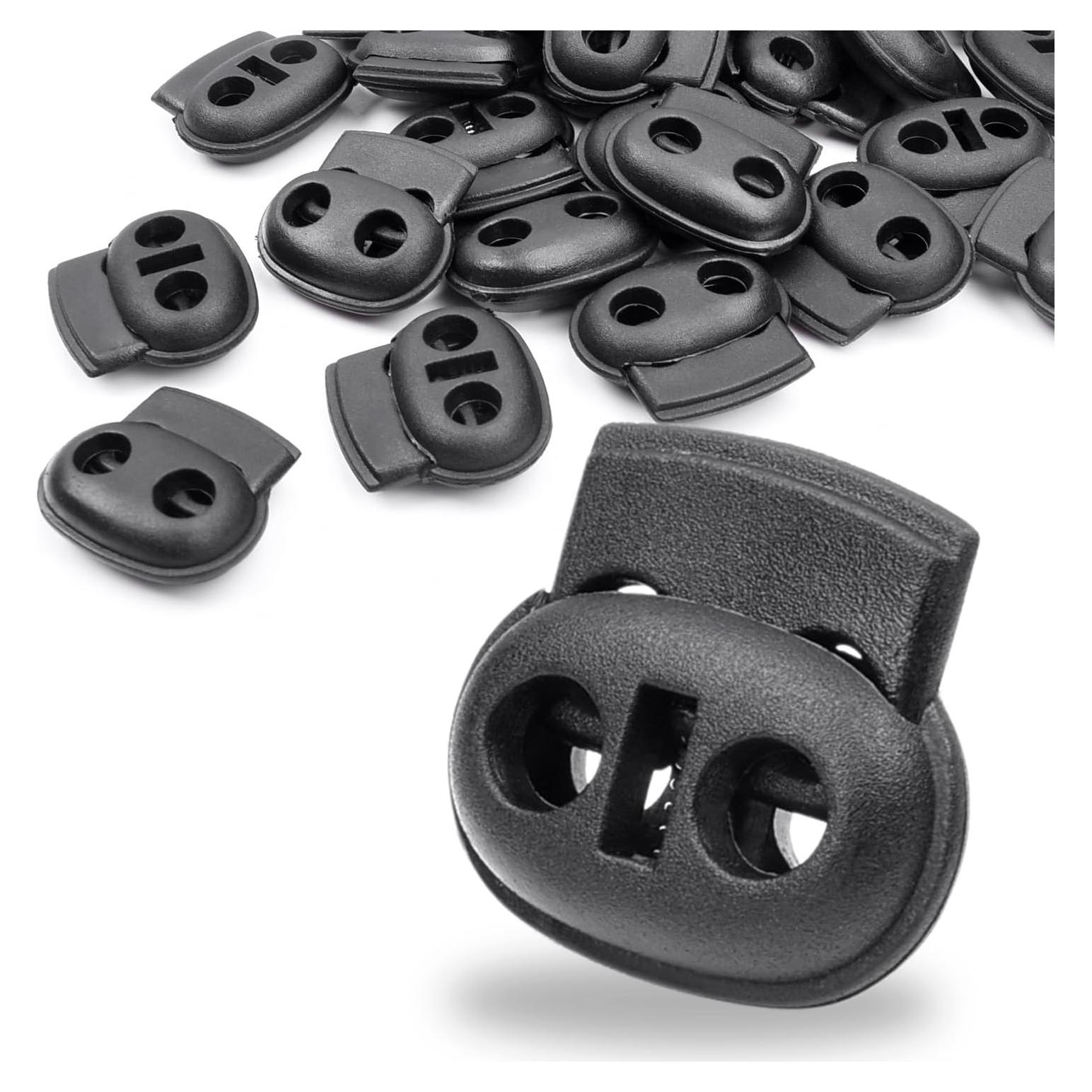 Paquete de 25 bloqueos de cordón plástico negro CooBigo