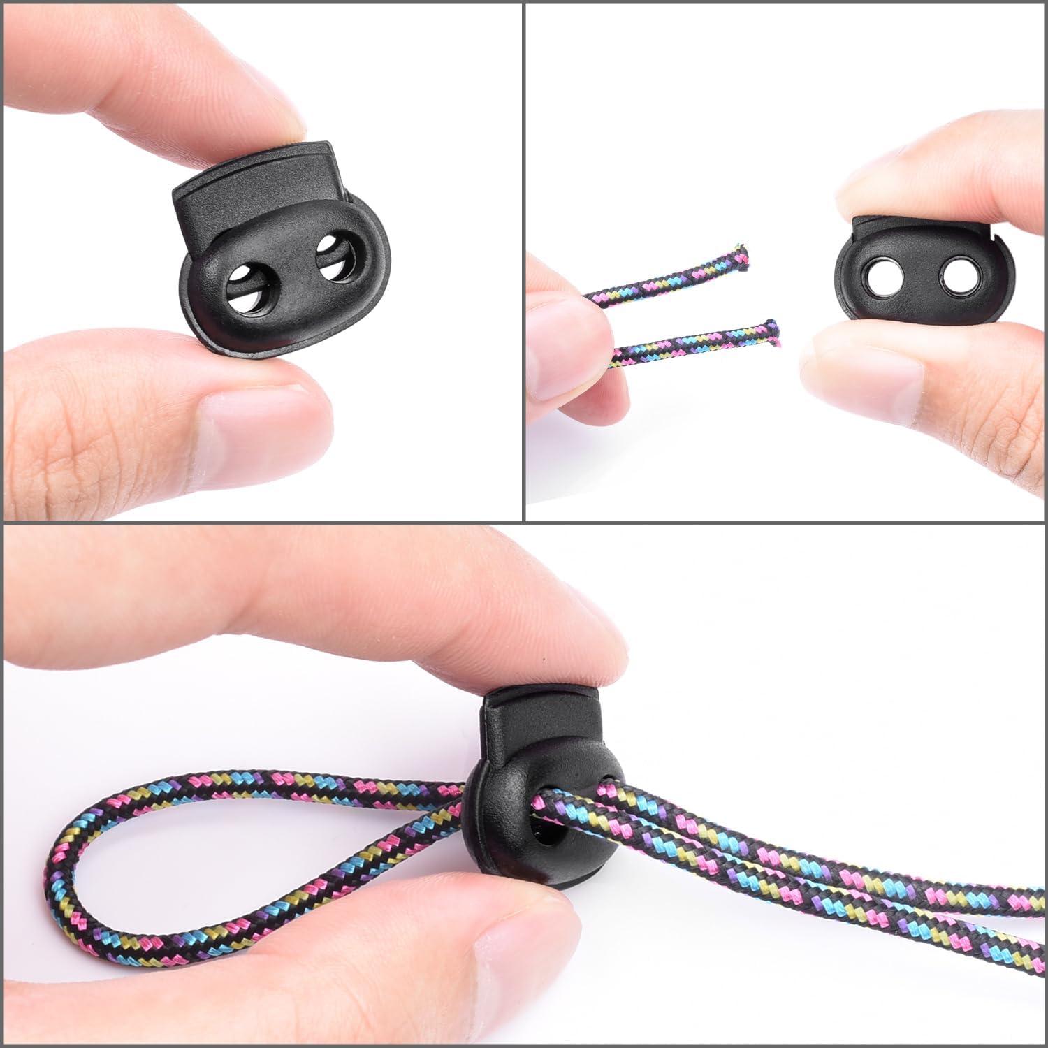 Paquete de 25 bloqueos de cordón plástico negro CooBigo