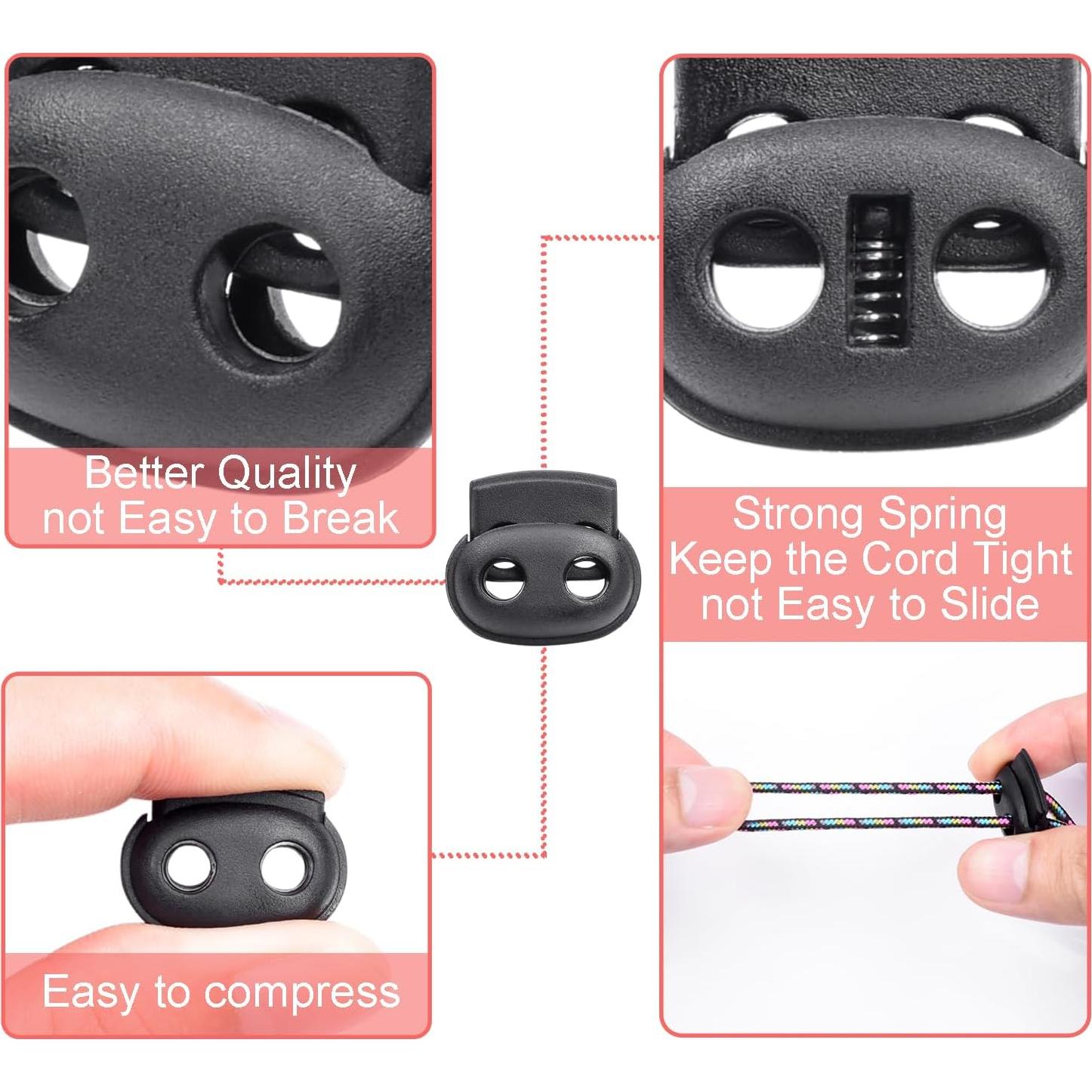 Paquete de 25 bloqueos de cordón plástico negro CooBigo