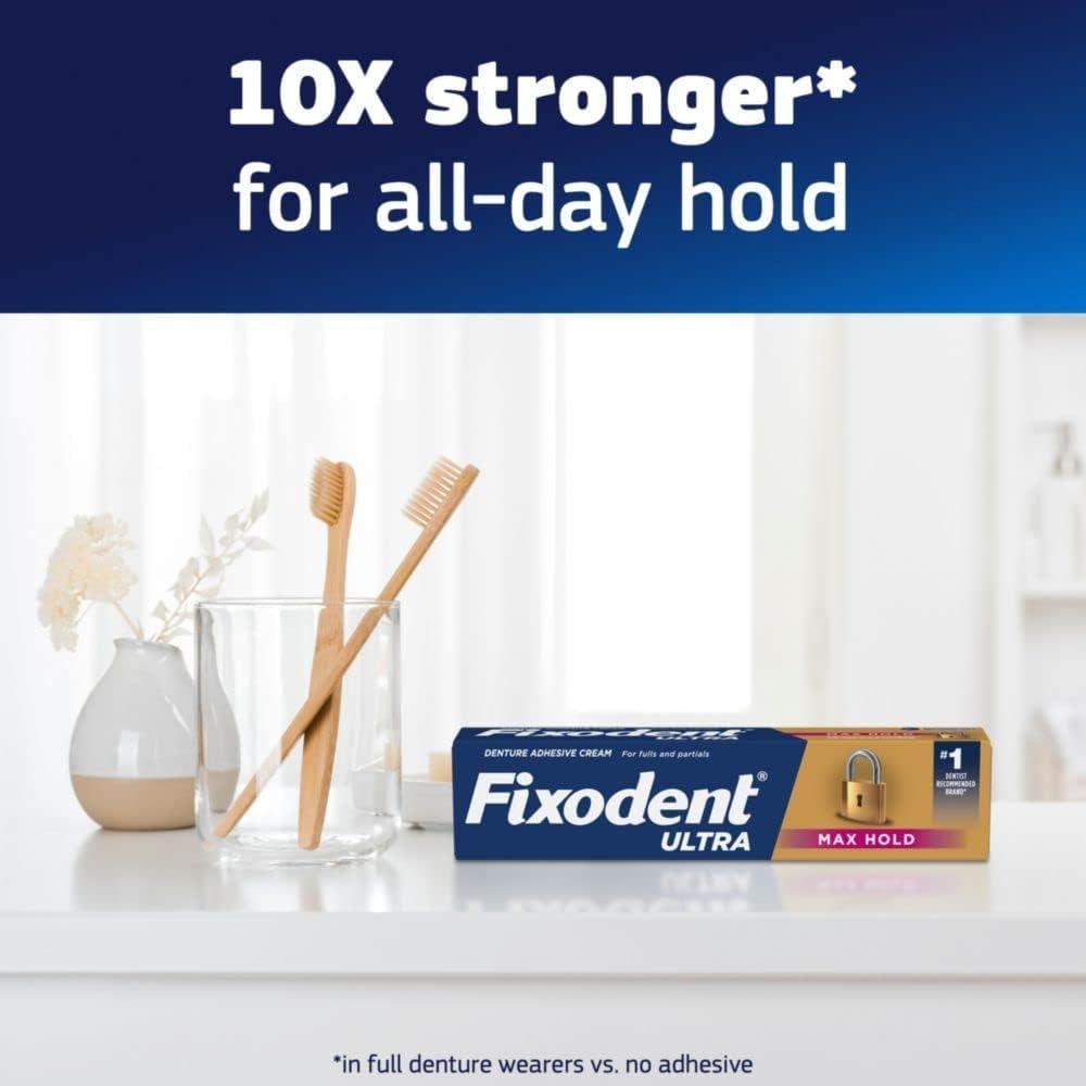 Adhesivo para Dentaduras Fixodent Ultra Max Hold 62g