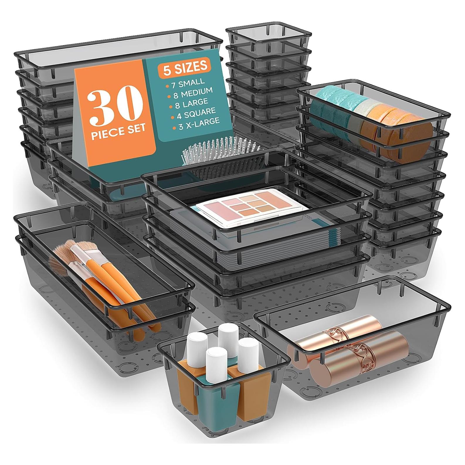 WOWBOX Juego de Organizadores de Cajones 30 Piezas Plástico Negro