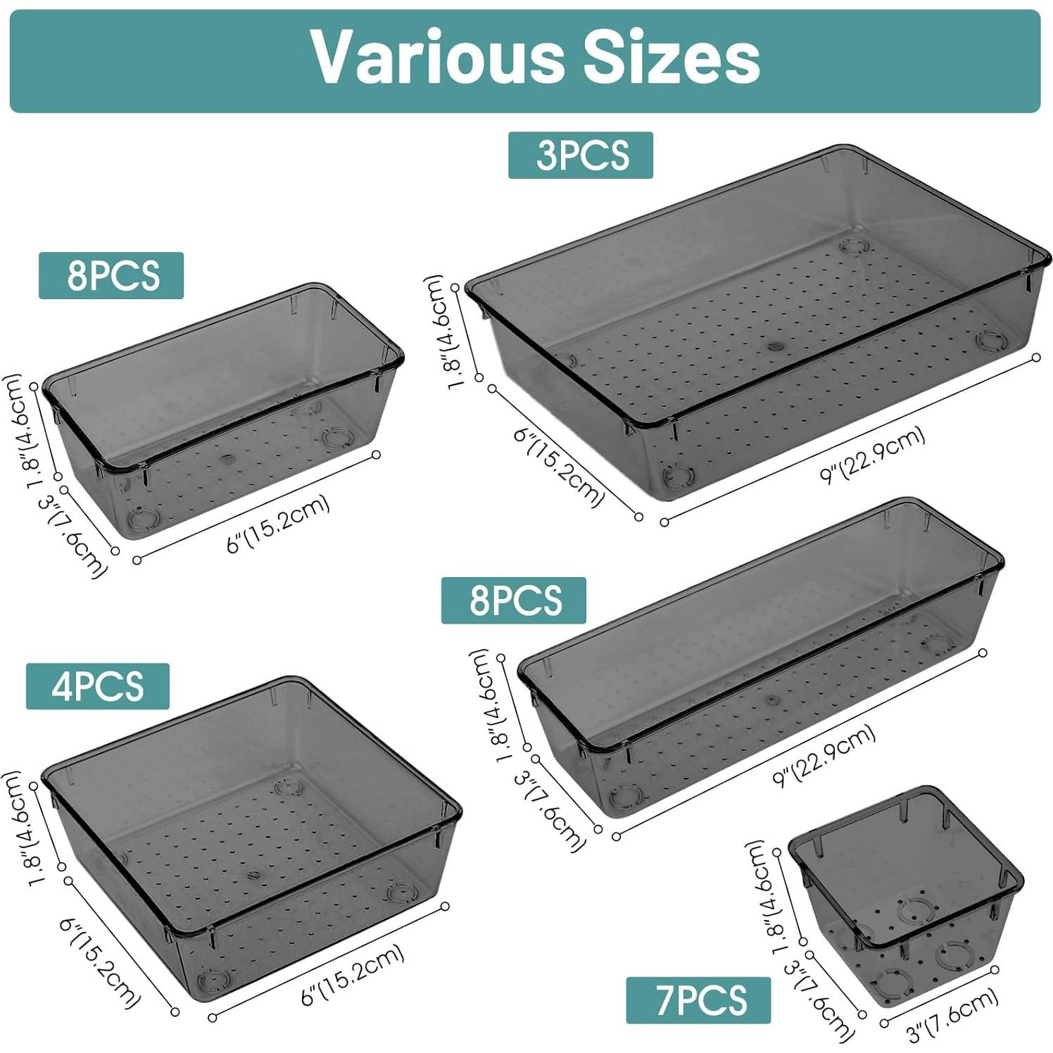 WOWBOX Juego de Organizadores de Cajones 30 Piezas Plástico Negro