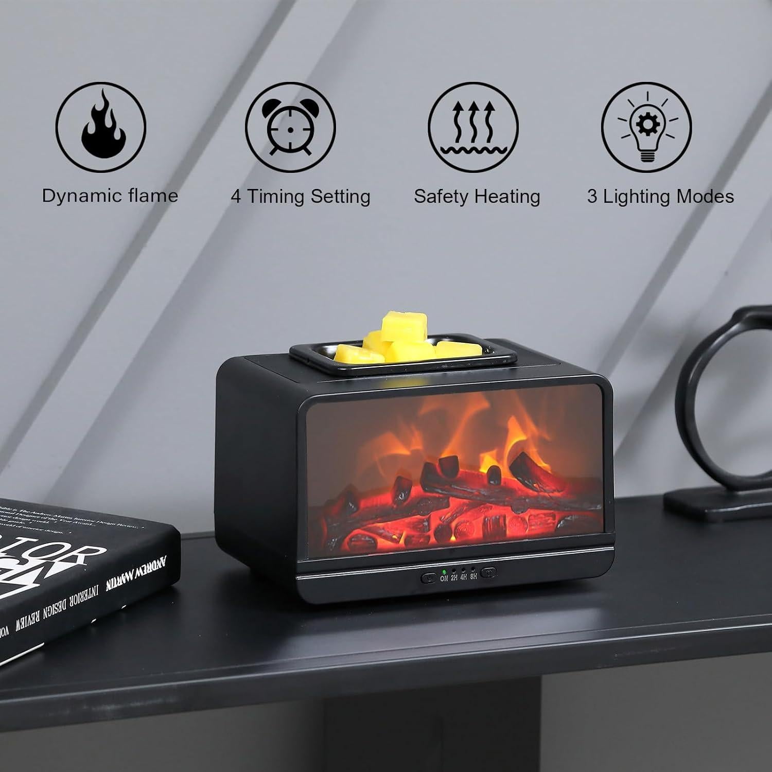 Chimenea Eléctrica Dinámica MeplLivs 15W Negro con Temporizador