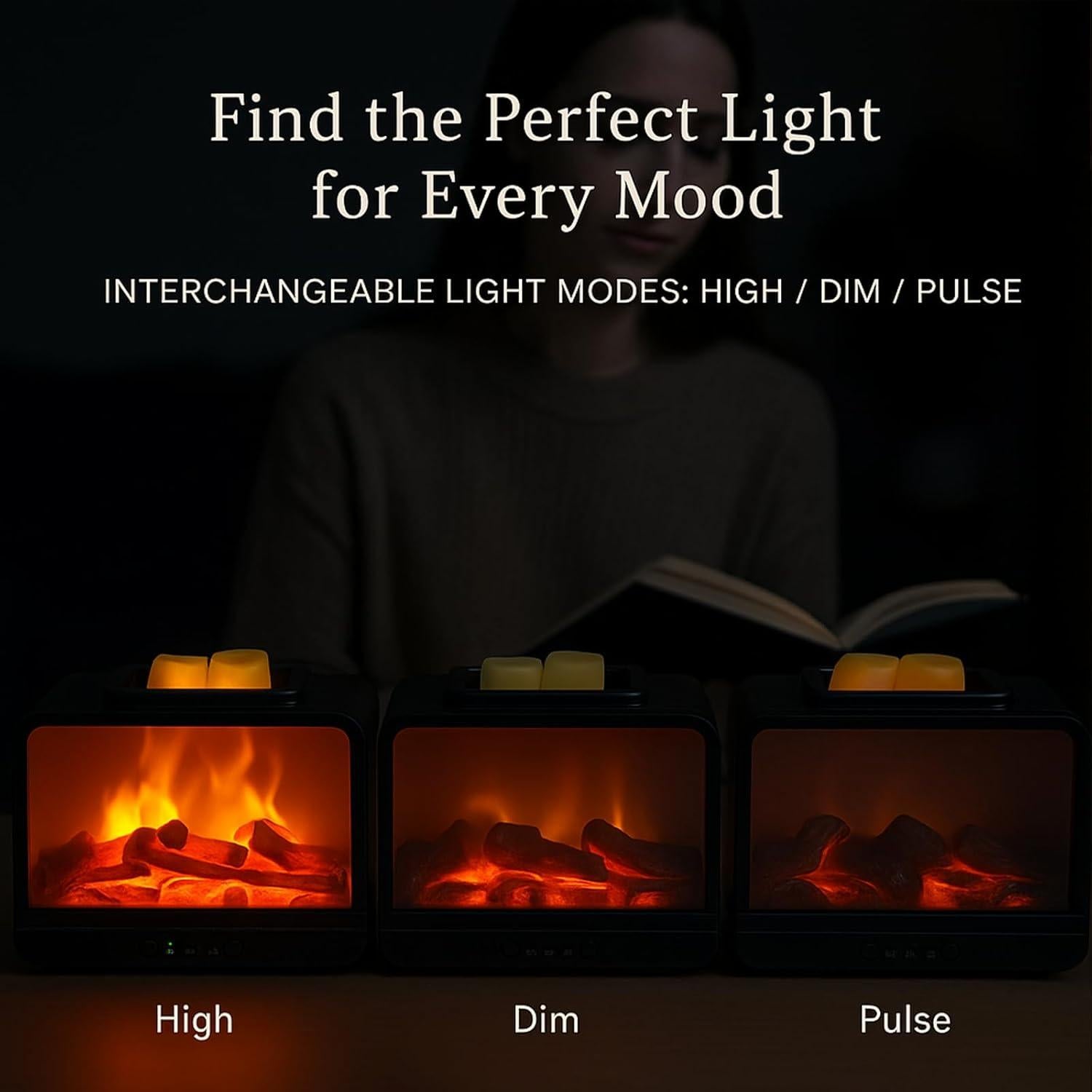 Chimenea Eléctrica Dinámica MeplLivs 15W Negro con Temporizador