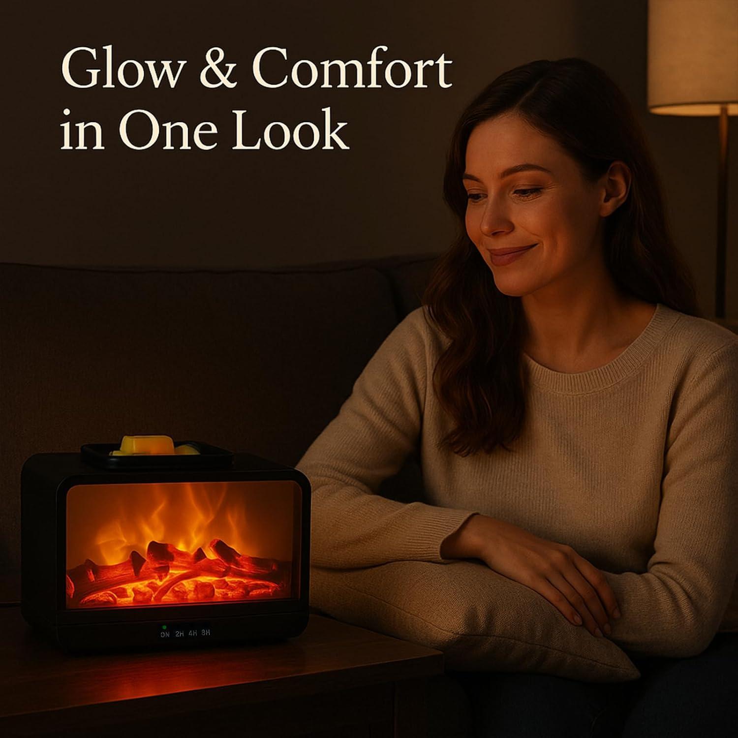 Chimenea Eléctrica Dinámica MeplLivs 15W Negro con Temporizador