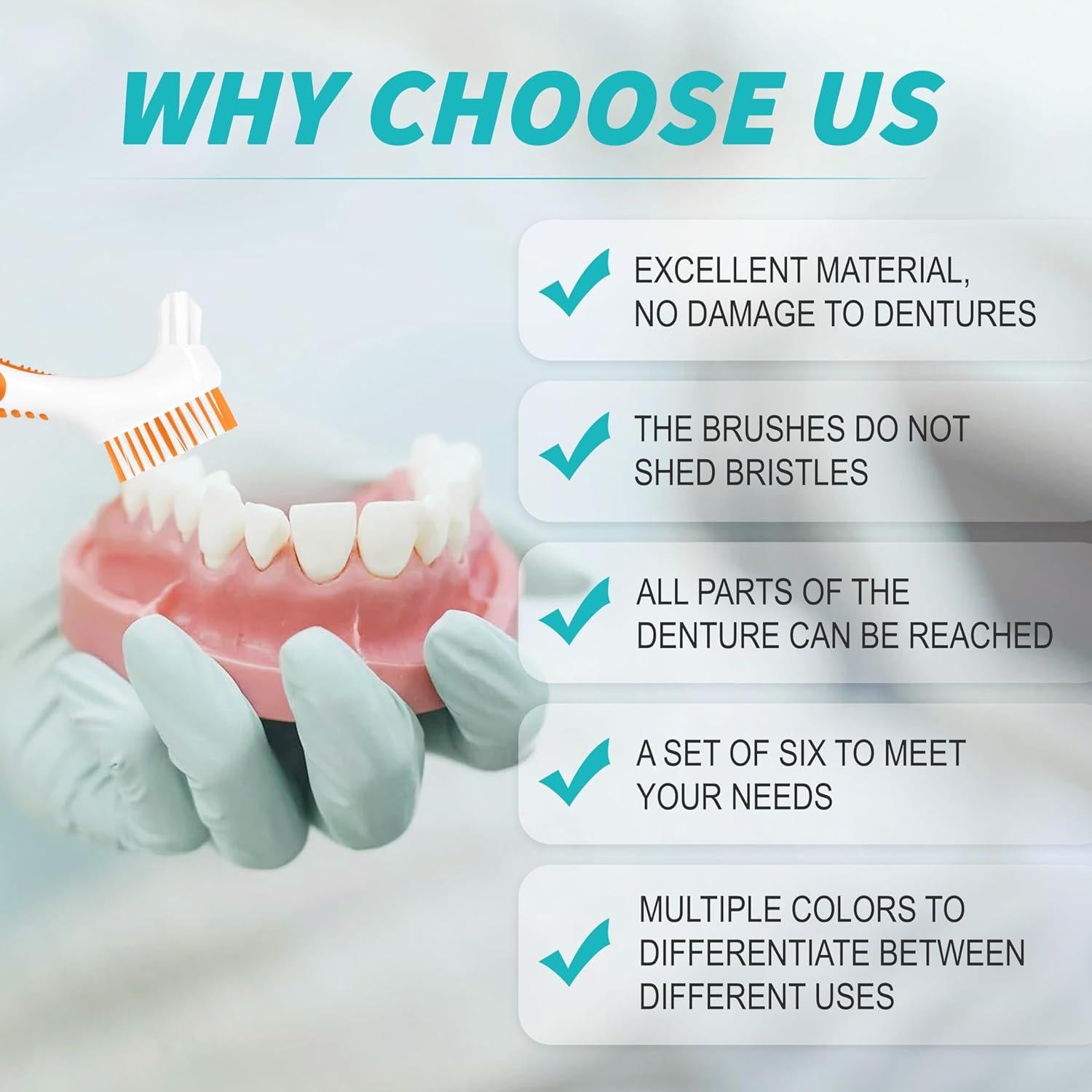 Juego de 6 Cepillos para Dentaduras TaShow DENTURE BRUSH-1