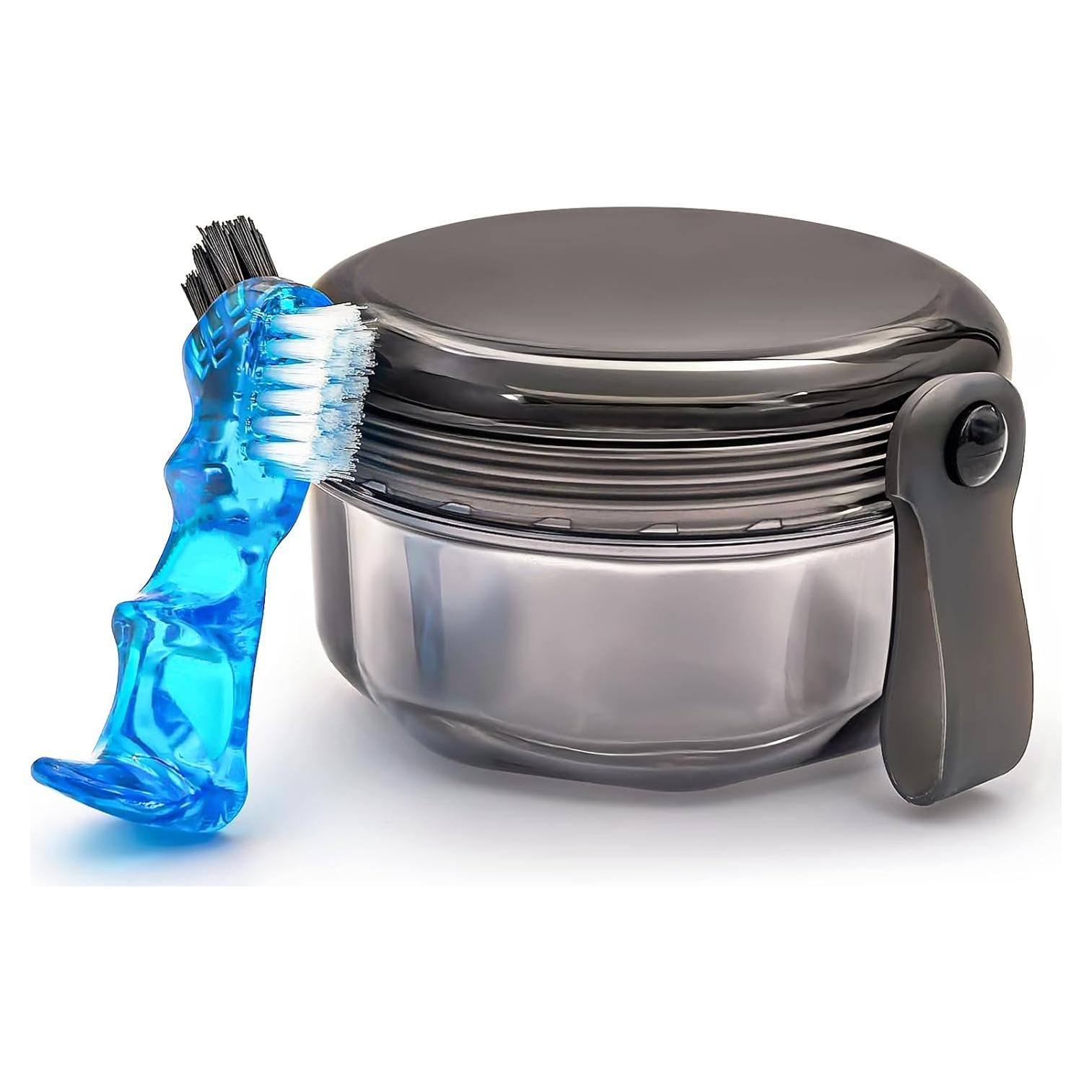 Estuche de Limpieza para Dentaduras EZEELAI Negro Transparente