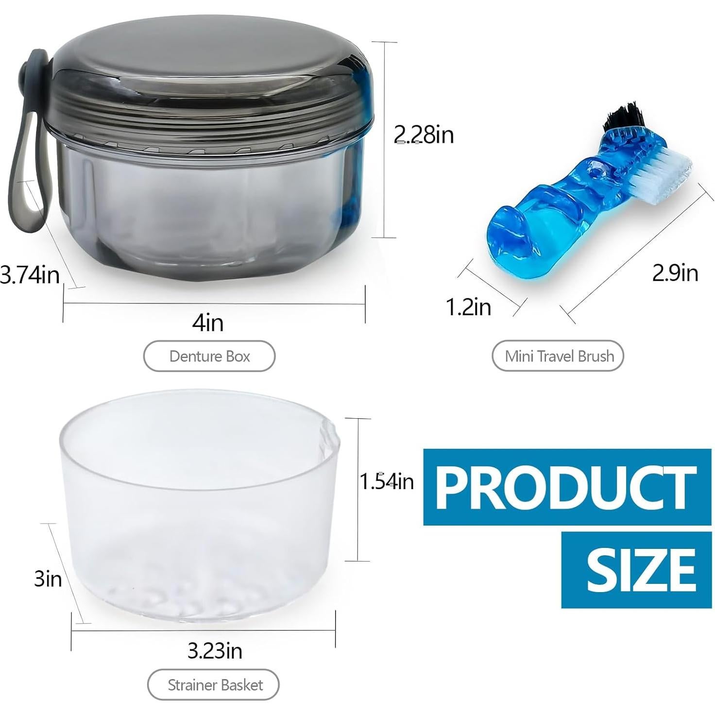 Estuche de Limpieza para Dentaduras EZEELAI Negro Transparente