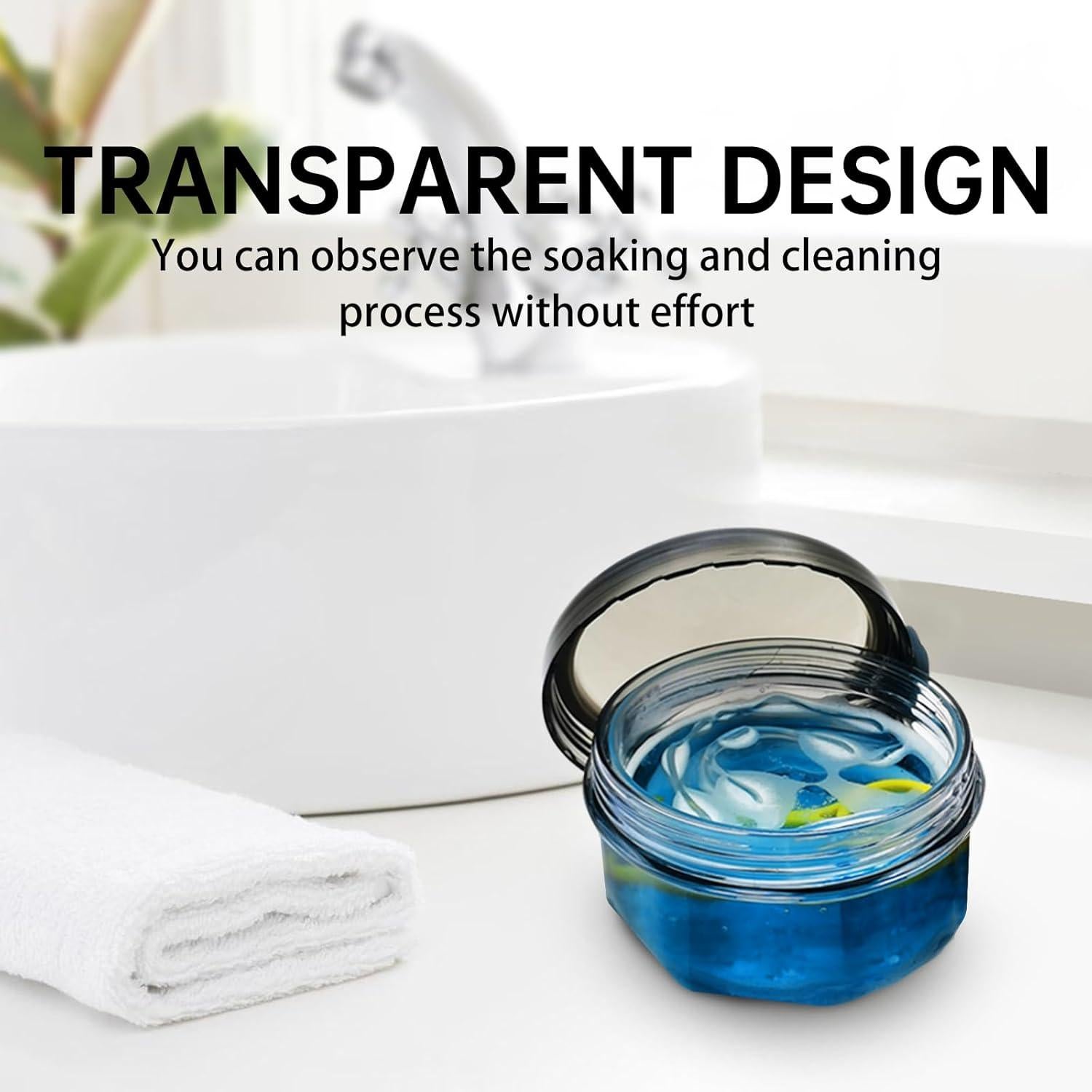 Estuche de Limpieza para Dentaduras EZEELAI Negro Transparente