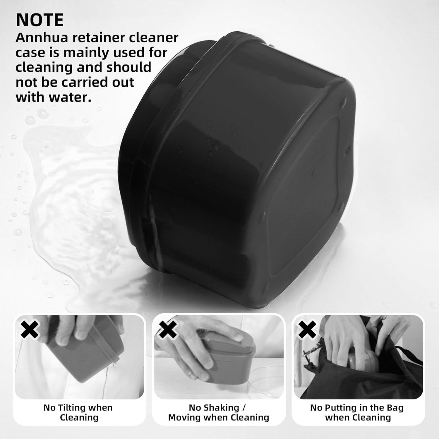 Estuche de Limpieza Annhua para Dentaduras - Negro